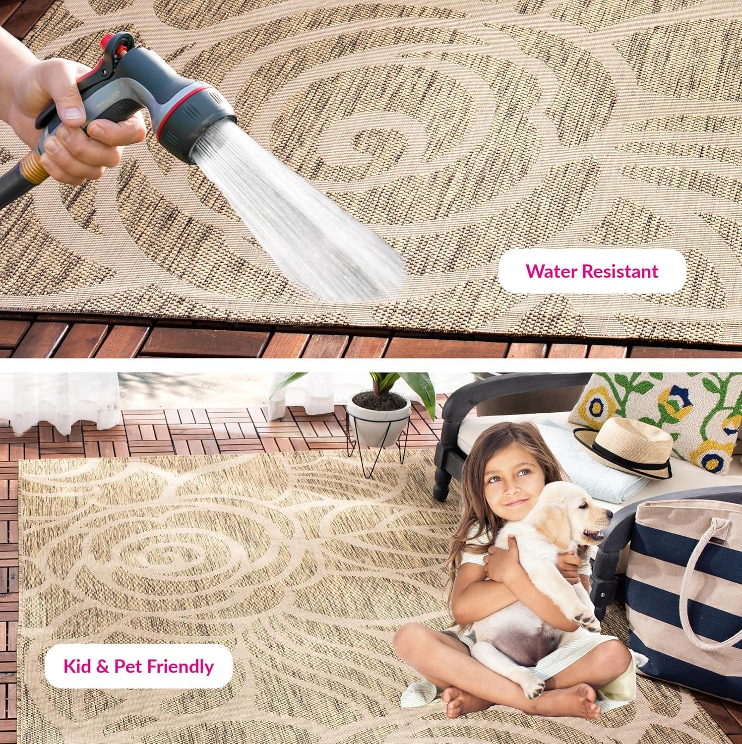 Courtyard CY5141 Power Loomed Indoor/Outdoor Area Rug - Coffee/Sand - 5'3"x7'7" - Safavieh.