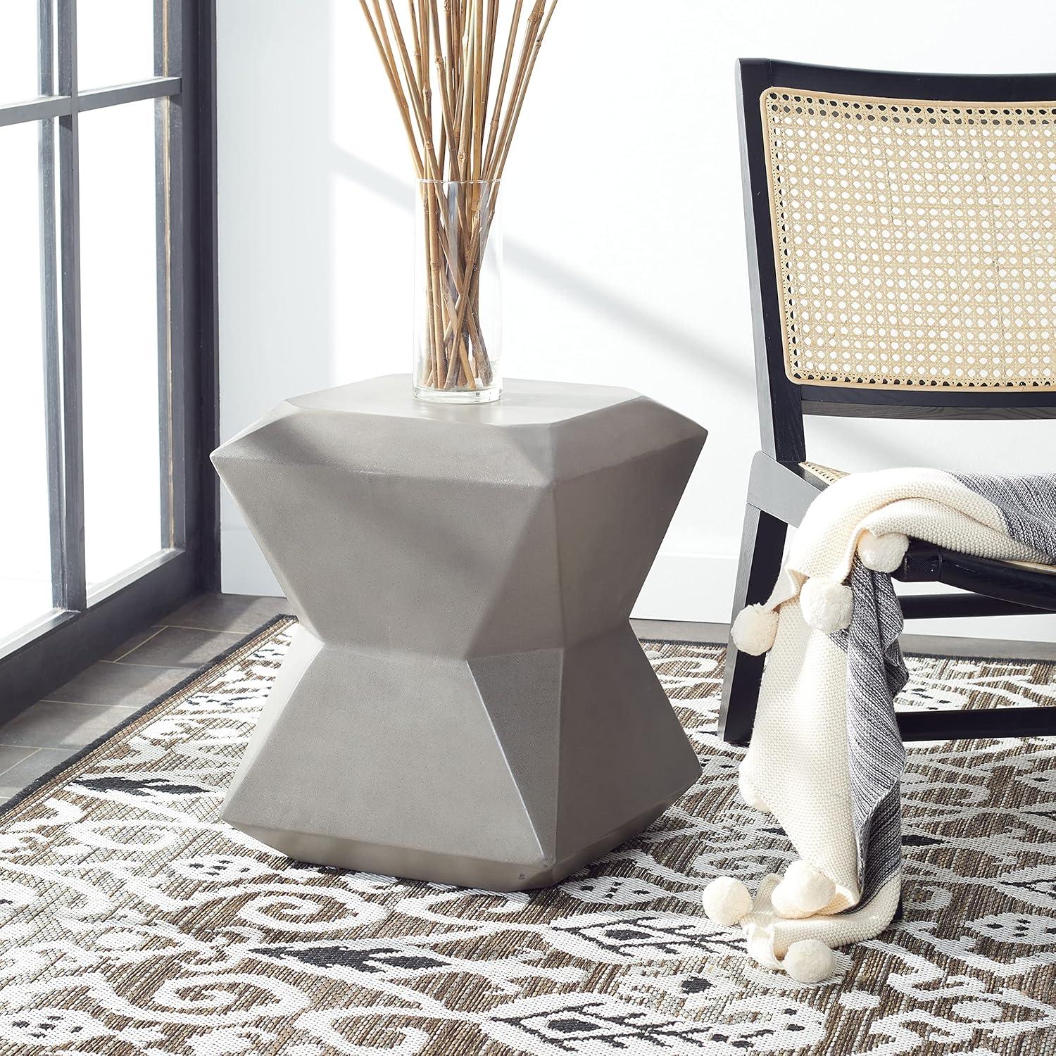 Conan Concrete Accent Stool - Indoor/Outdoor - VNN1030 - Gray - Safavieh