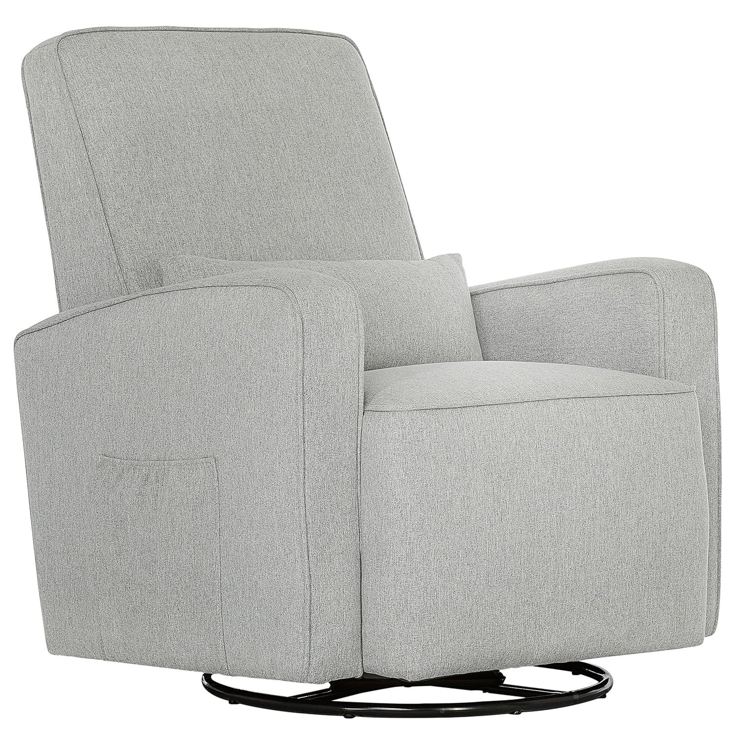 Evolur Holland Upholstered Swive Glider with Free Lumbar Pillow, Durable Soft Fabric