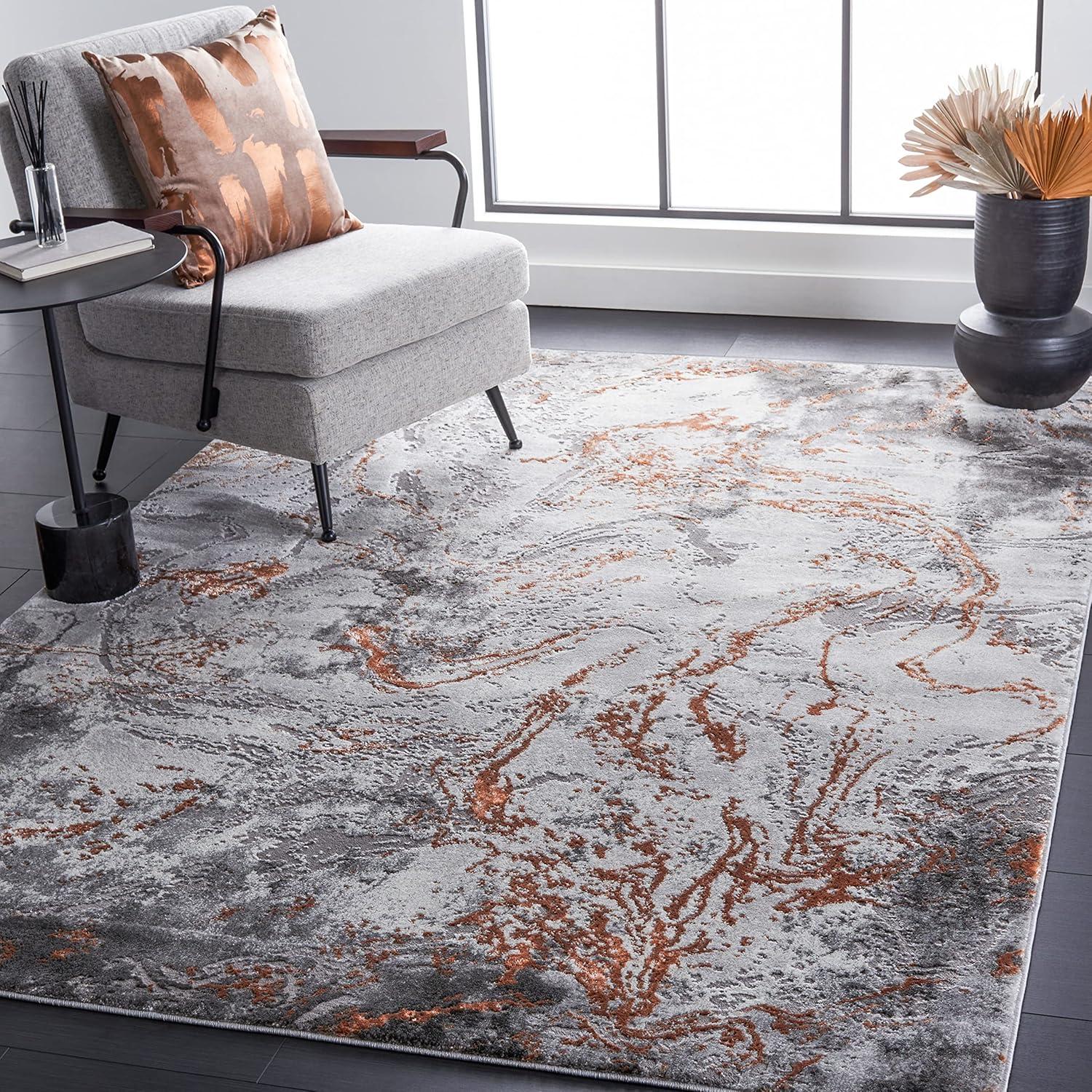 Craft CFT864 Loomed Indoor Area Rug - Grey/Orange - 8'x10' - Safavieh