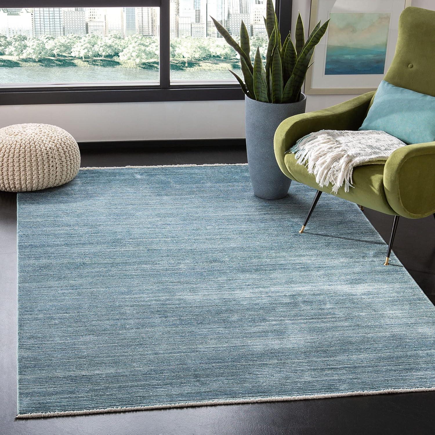 Elysian Blue and Grey Hand-Knotted Wool Blend 4x6 Area Rug