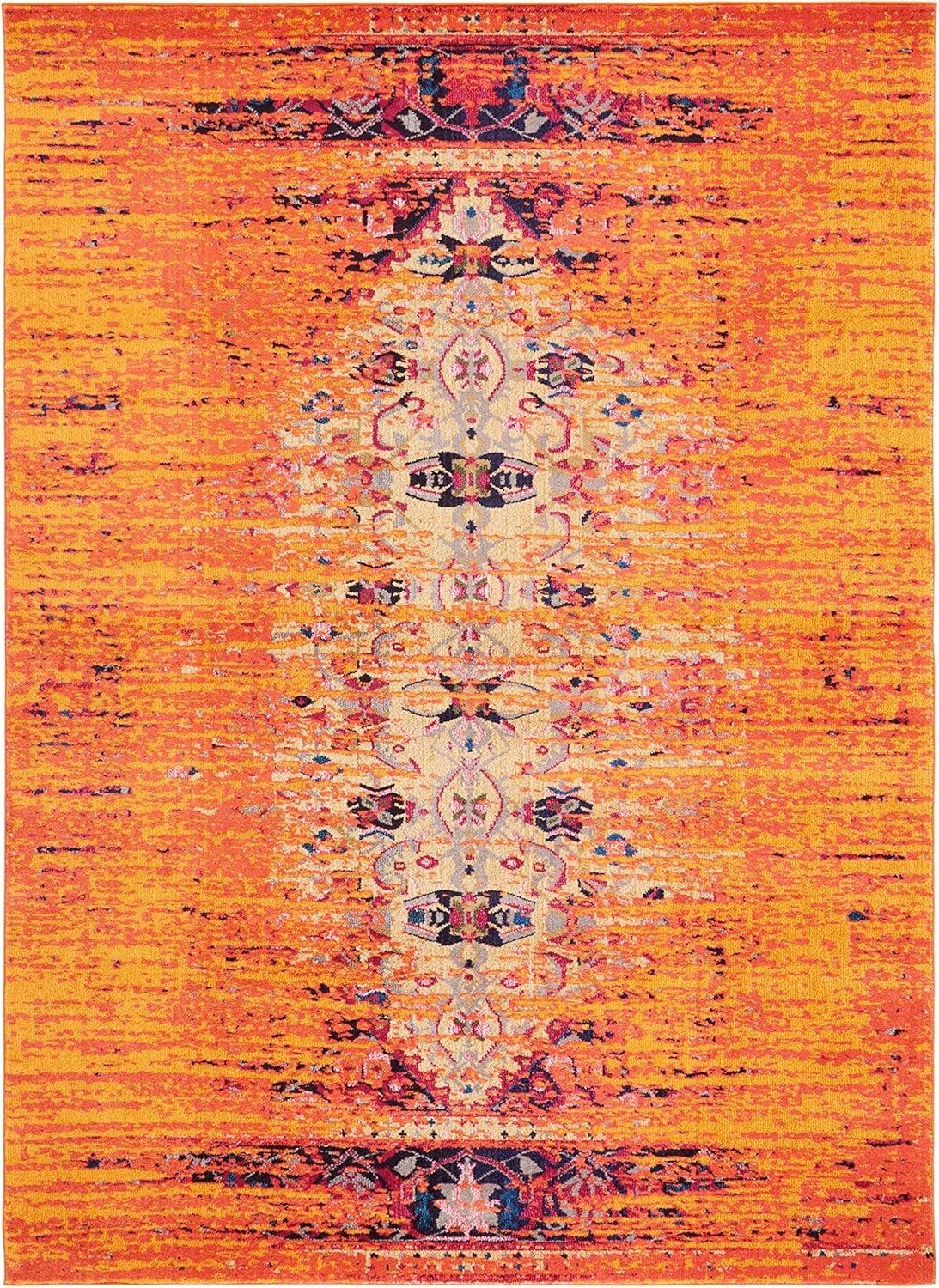 Monaco MNC209 Power Loomed Indoor Area Rug - Orange/Multi - 8'x11' - Safavieh.