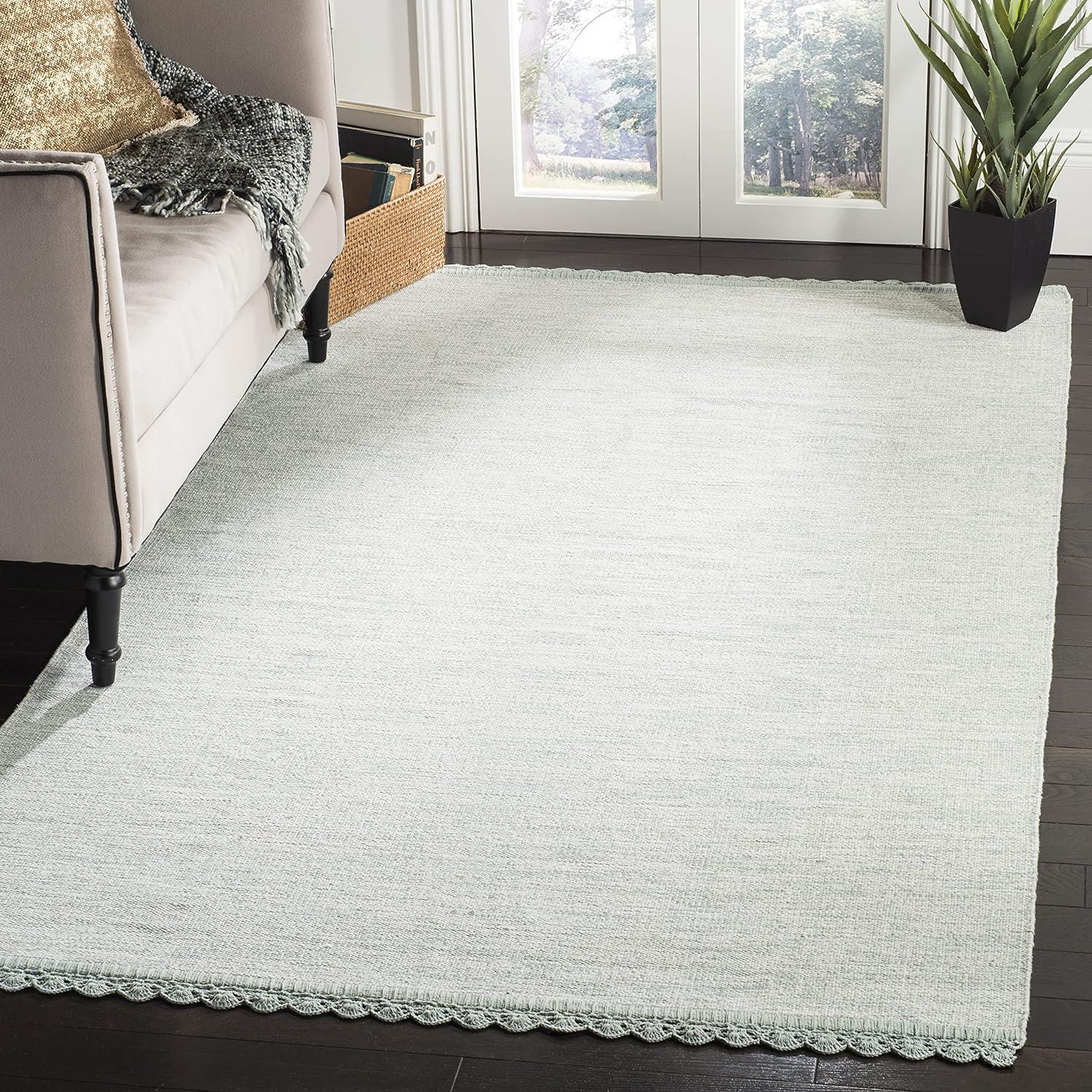 Coastal Breeze Light Blue Cotton 3' x 5' Hand-Woven Rug