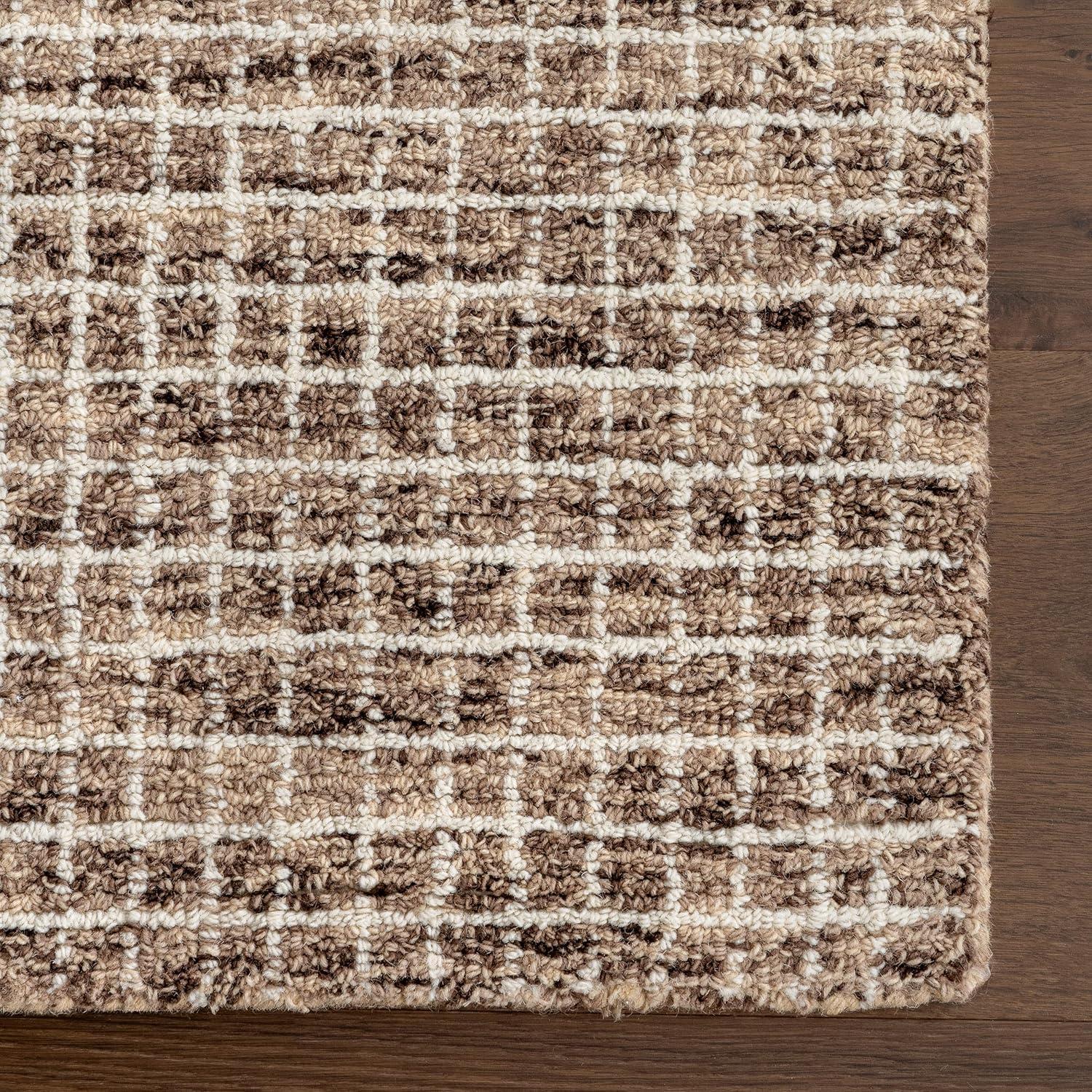 Gracie Oaks Melrose Checked Wool Area Rug