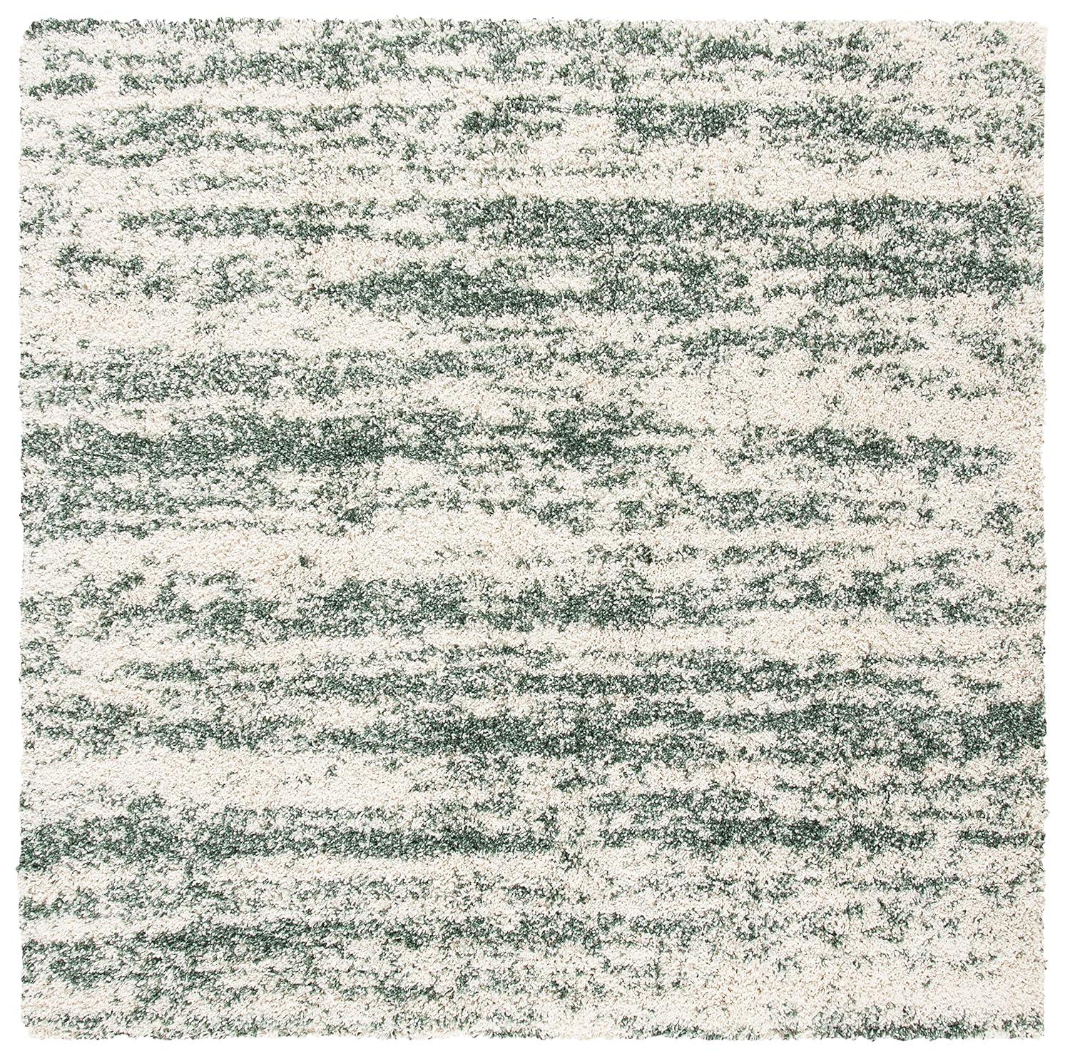 Hudson Shag SGH206 Power Loomed Area Rug - Ivory/Green - 7'x7' - Safavieh.