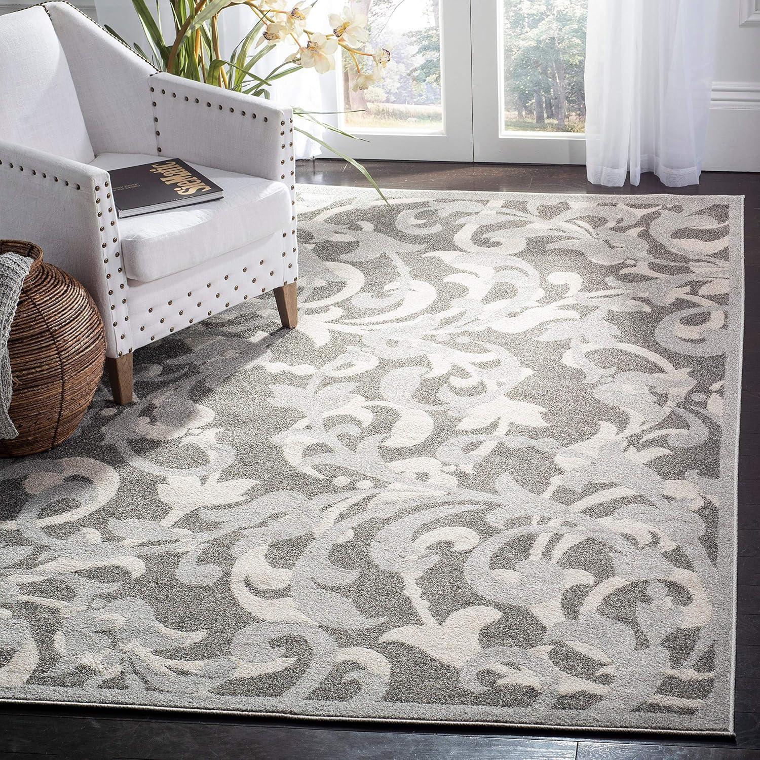 SAFAVIEH Amherst Millard Floral Area Rug, Ivory/Navy, 8' x 10'