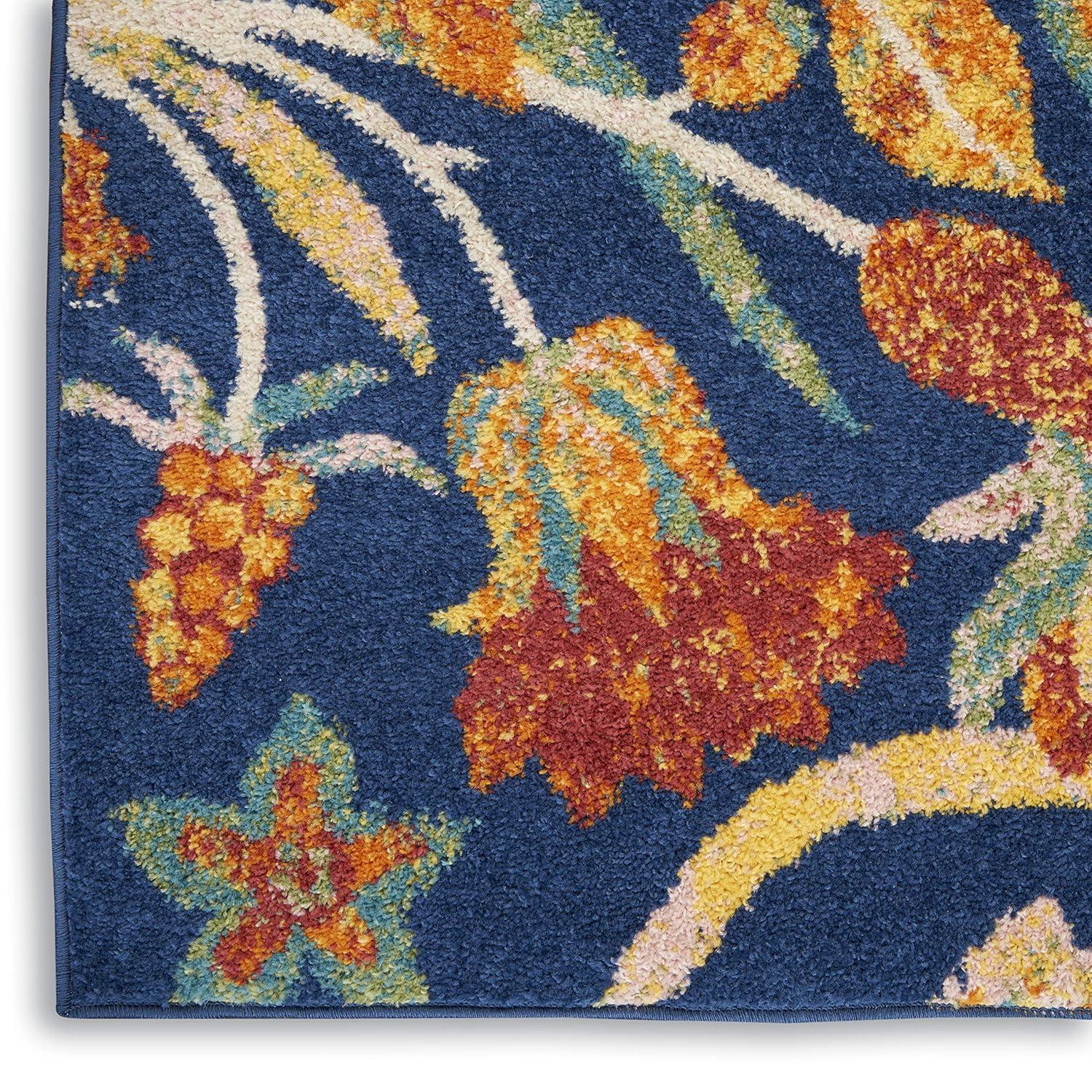 Nourison Allur Botanical Indoor Area Rug Navy Multicolor 5'3" x 7'3"