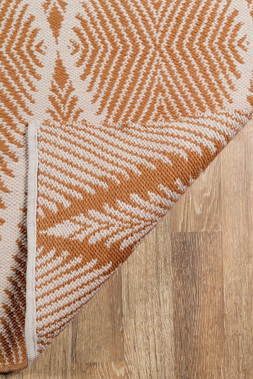 River Geometric Handmade Flatweave Orange Area Rug