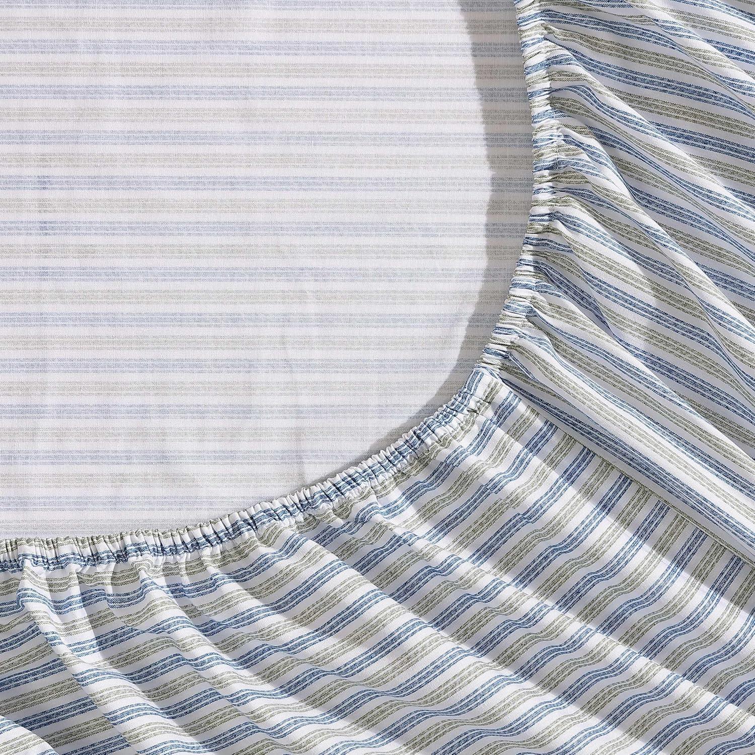 Eddie Bauer Ticking Stripe Navy Twin Sheet Set