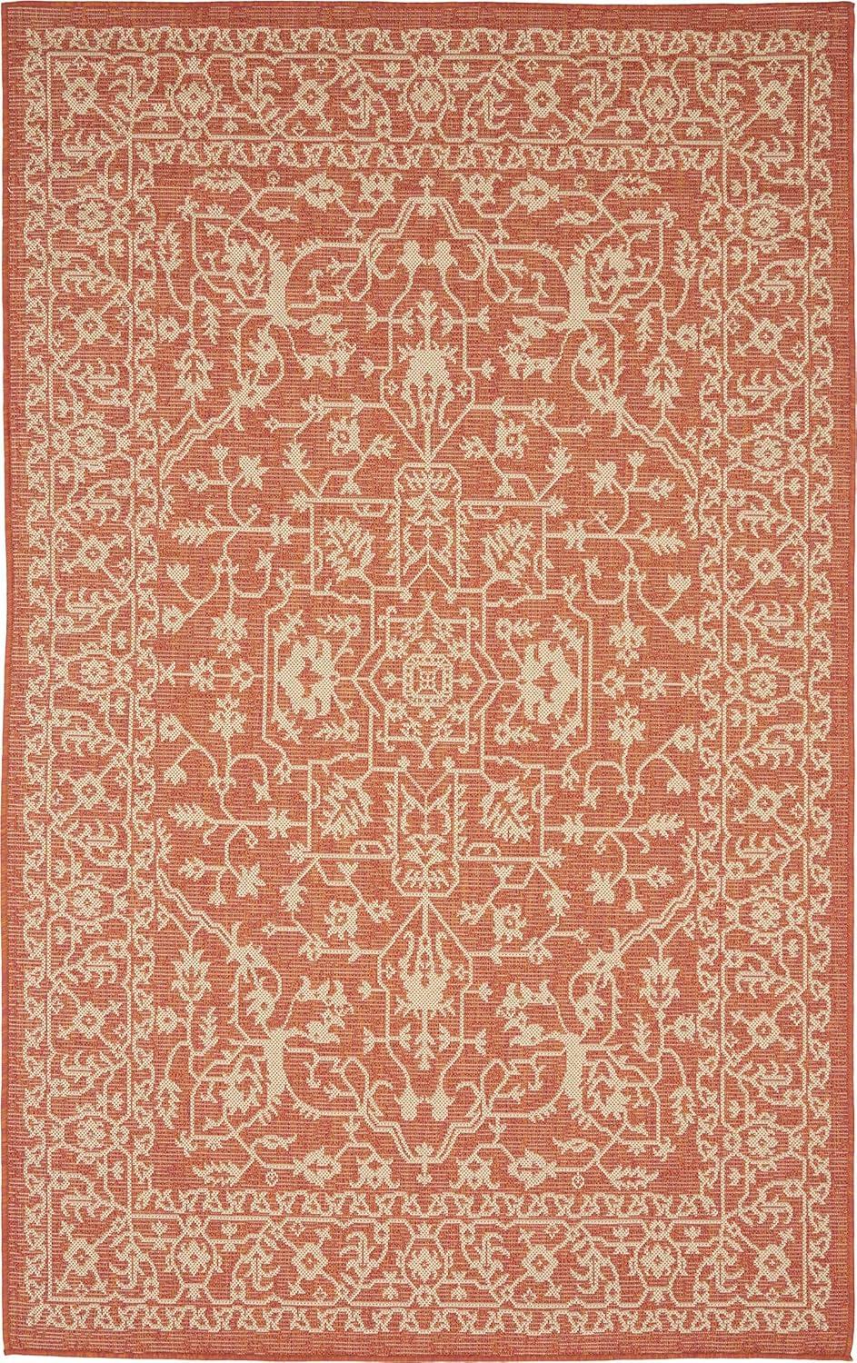 Unique Loom Outdoor Botanical Collection Area Rug - Allover (5' 1" x 8' Rectangle Terracotta/Beige)