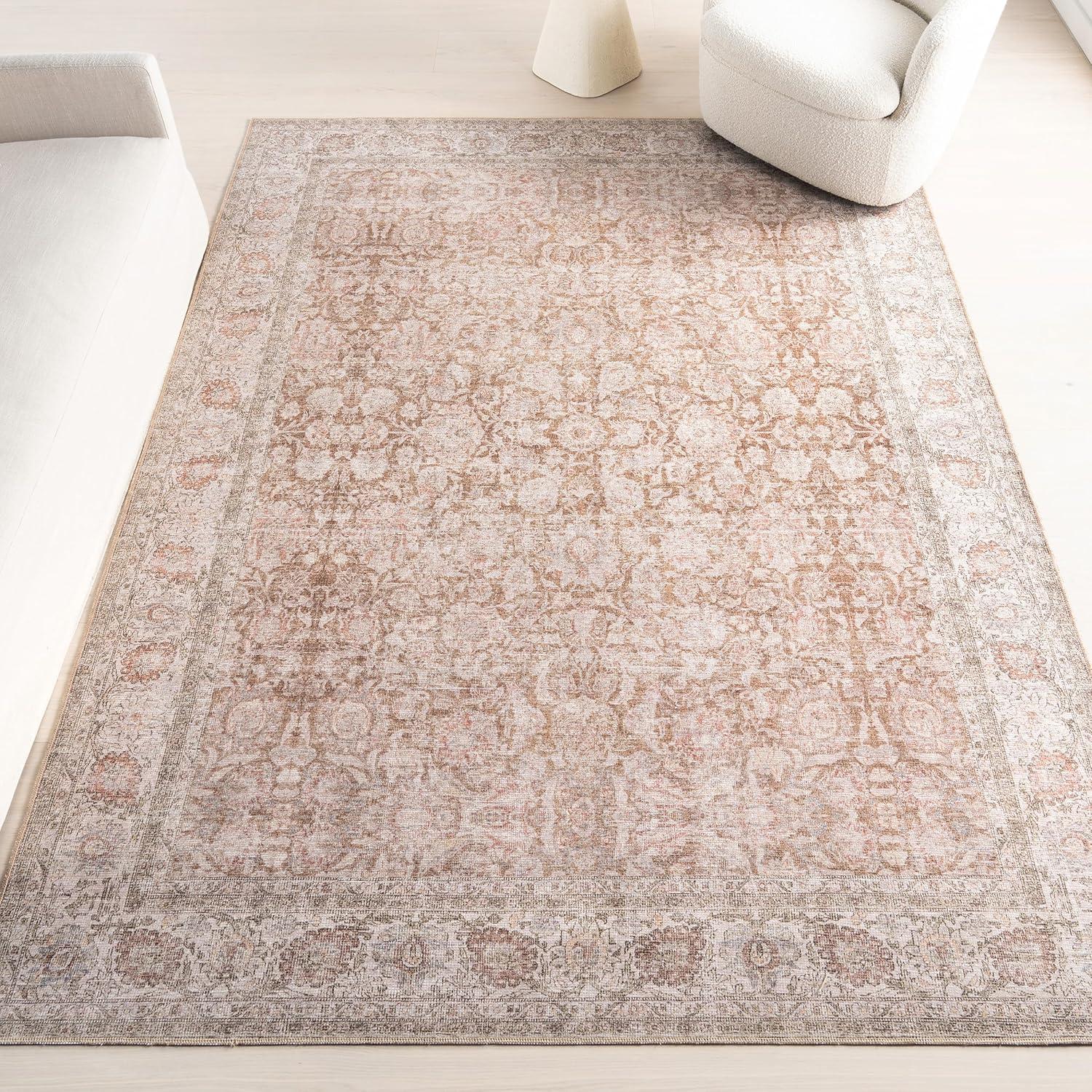 Nuloom Hillstone Collection Glenette Traditional Vintage Medallion Area Rug, 4' x 6', Ivory