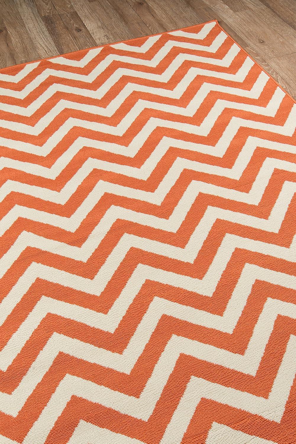 Momeni  Baja Chevron Indoor Outdoor Rug Orange 2'3" x 4'6" Graphic, Geometric, Chevron 2' x 3' Accent, Outdoor, Indoor Entryway, Kitchen, Patio Ivory