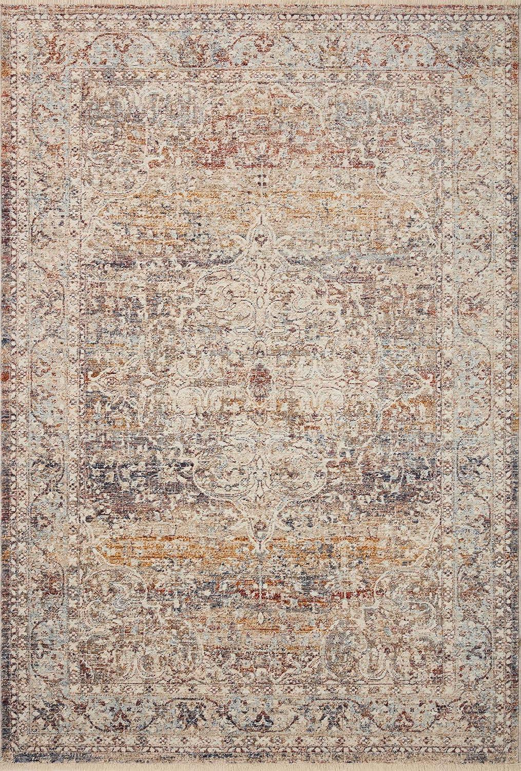 Sorrento Oriental Machine Made Power Loom Polyester Area Rug in Natural