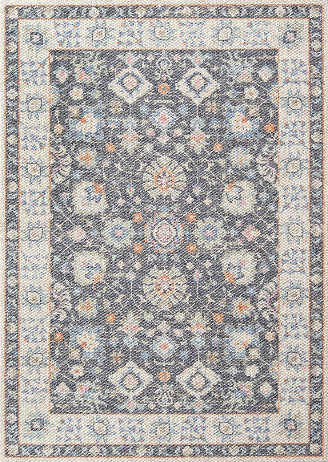 Momeni Anatolia Machine Made Wool and NylonCharcoal Area Rug 5'3" X 7'6"