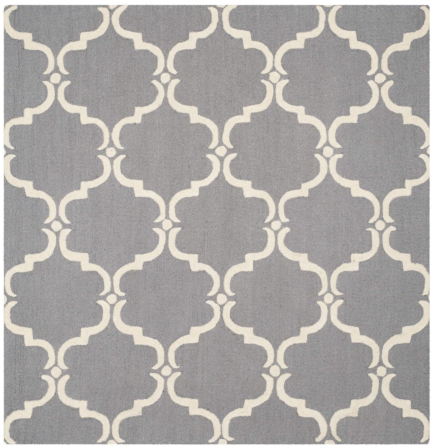 SAFAVIEH Cambridge Hamilton Geometric Wool Area Rug, Blue/Ivory, 8' x 8' Square