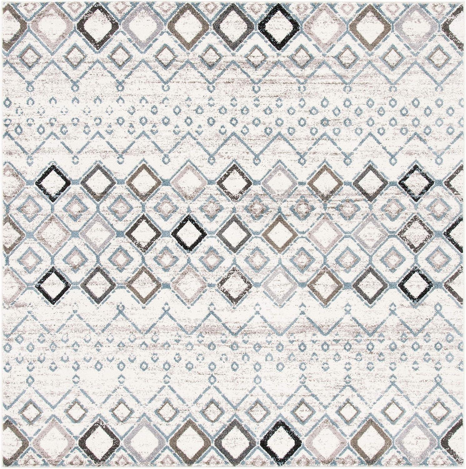 Safavieh Amsterdam Gladwin Geometric Area Rug, Ivory/Grey, 10' x 10' Square