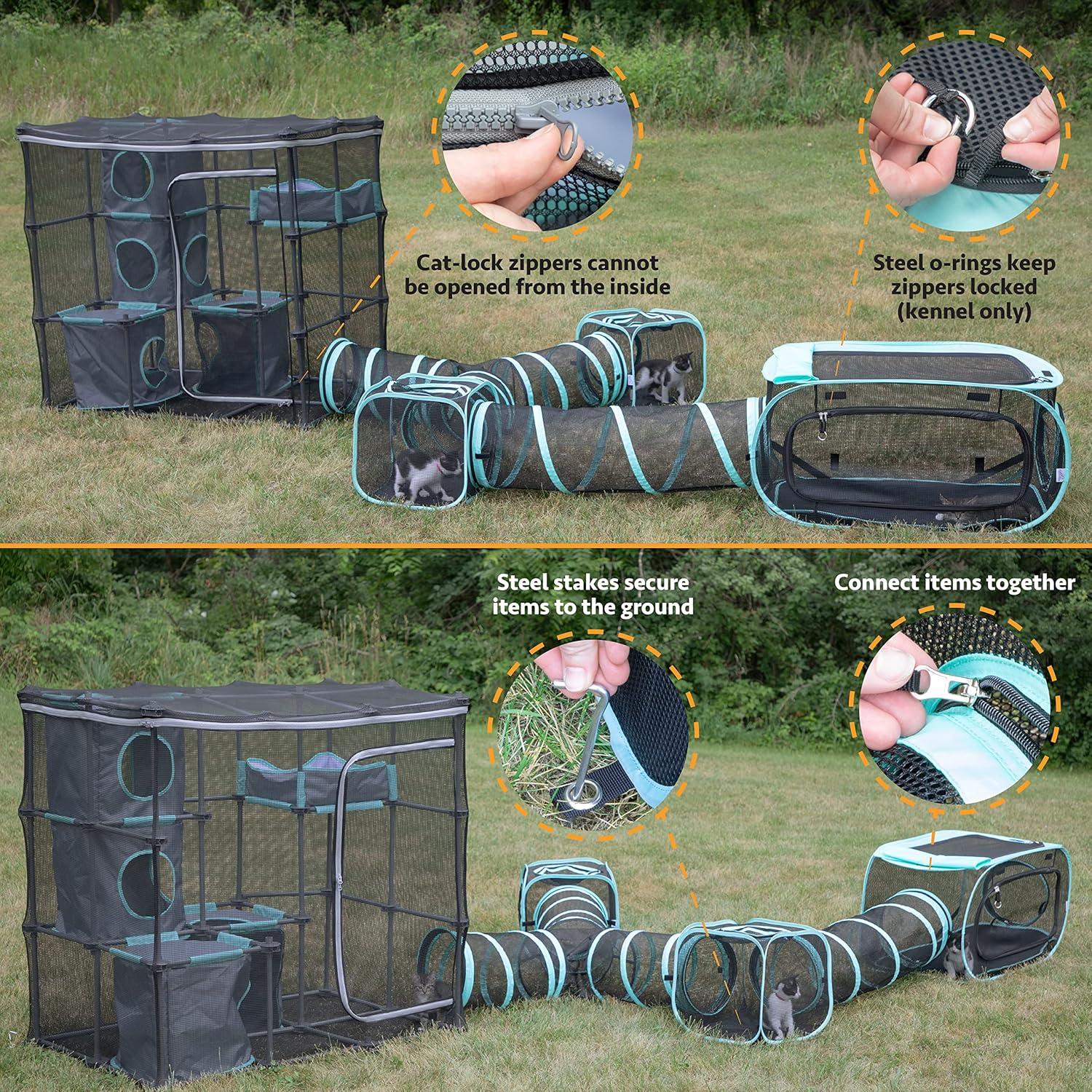 Kitty City, Cat Furniture, Durable Mesh Outdoor Cat Mega Kit, Black, O/S