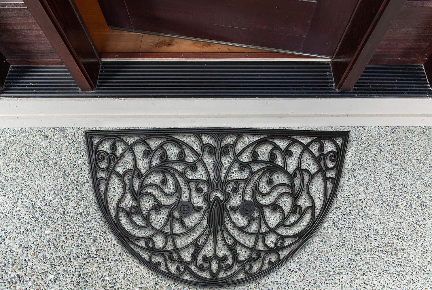 Design Imports  French Arch Half Round Rubber Doormat 24X36