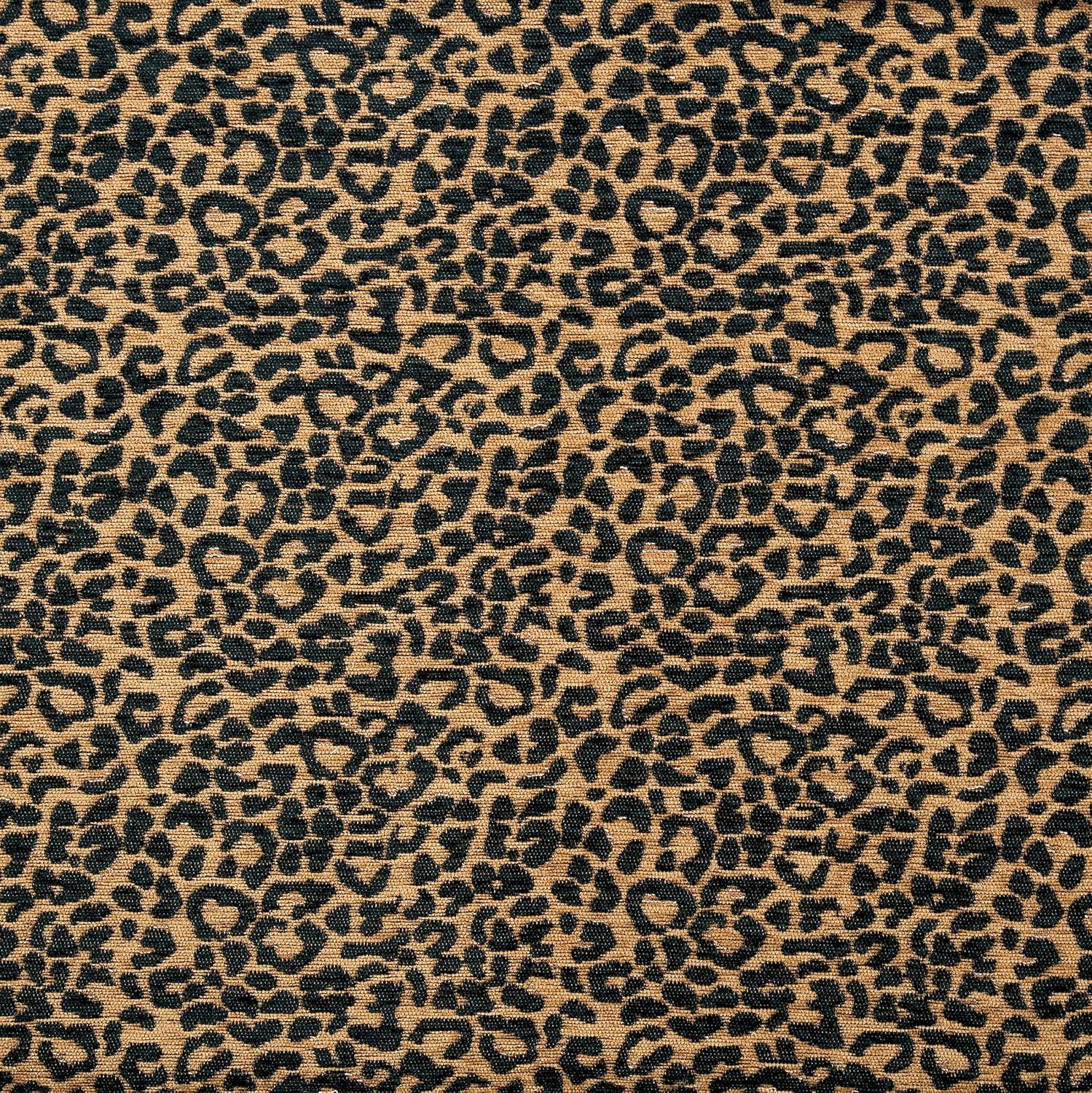 HiEnd Accents Adrienne Gold Black Leopard Print Chenille Fabric Classic Modern Rustic Duvet Cover Set