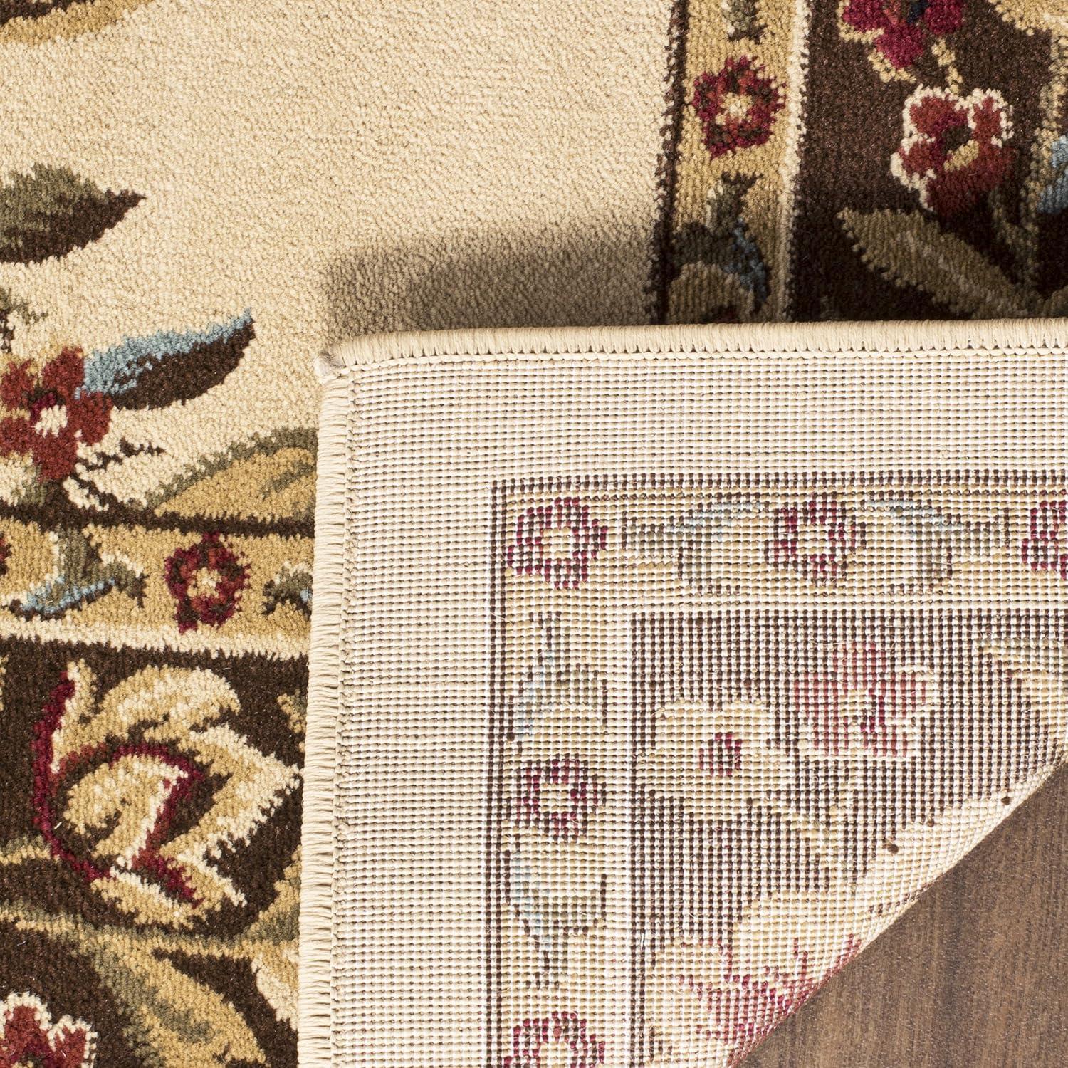 Lyndhurst LNH557 Power Loomed Area Rug - Ivory/Brown - 5'3"x7'6" - Safavieh