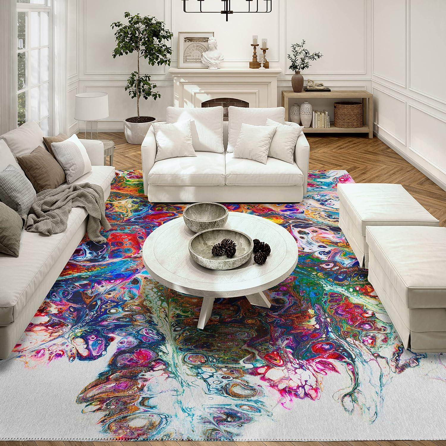 Kaleidoscope Multicolor Abstract Chenille 3' x 5' Area Rug