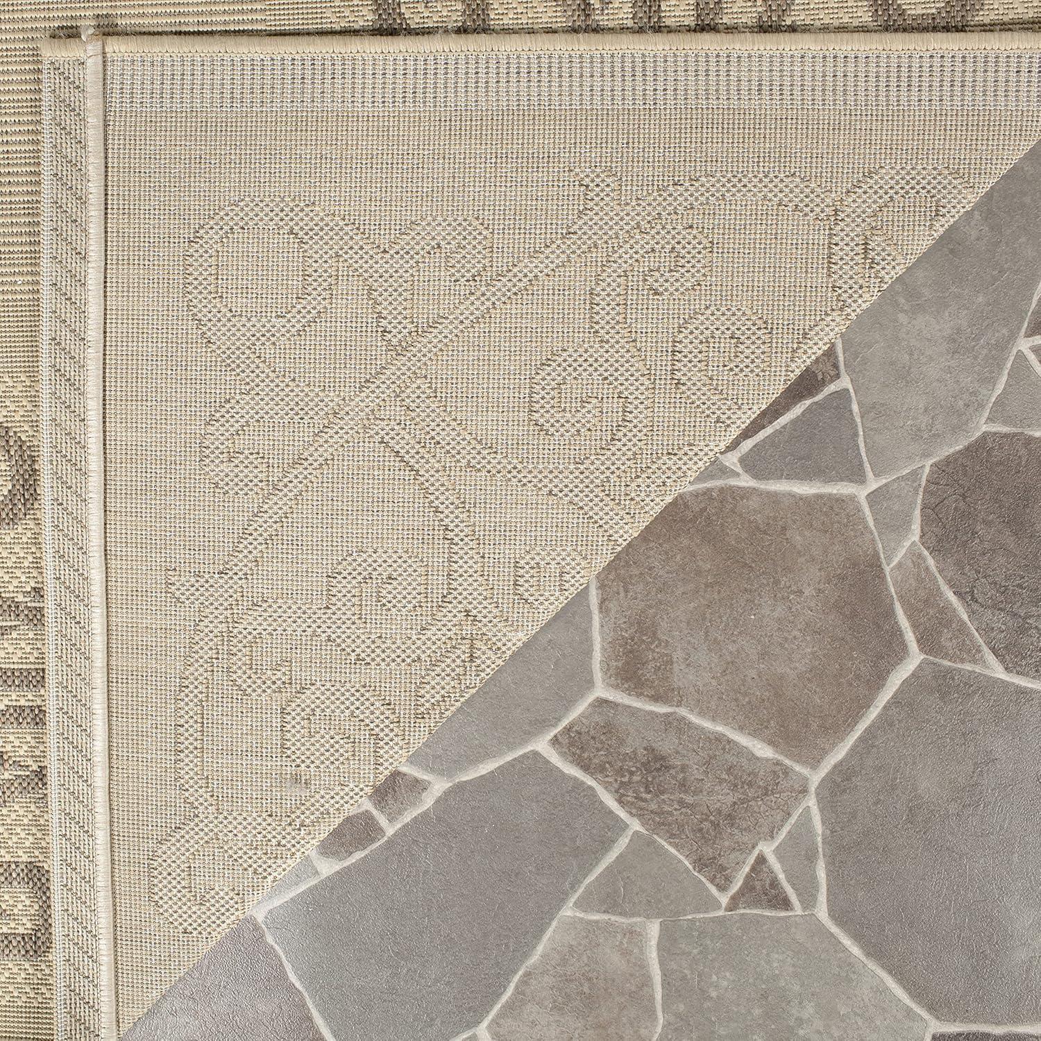 Courtyard CY1588 Power Loomed Indoor and Outdoor Area Rug - Natural/Brown - 4'x5'7" - Safavieh