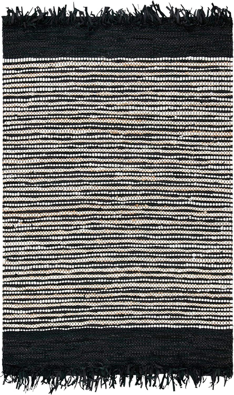 Vintage Leather VTL373 Hand Woven Indoor Area Rug - Black/Multi - 4'x6' - Safavieh.