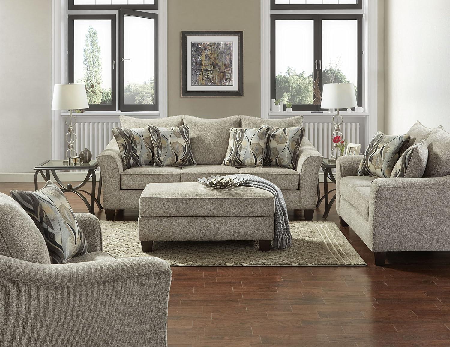 Camero Platinum Gray Fabric 4-Piece Living Room Set