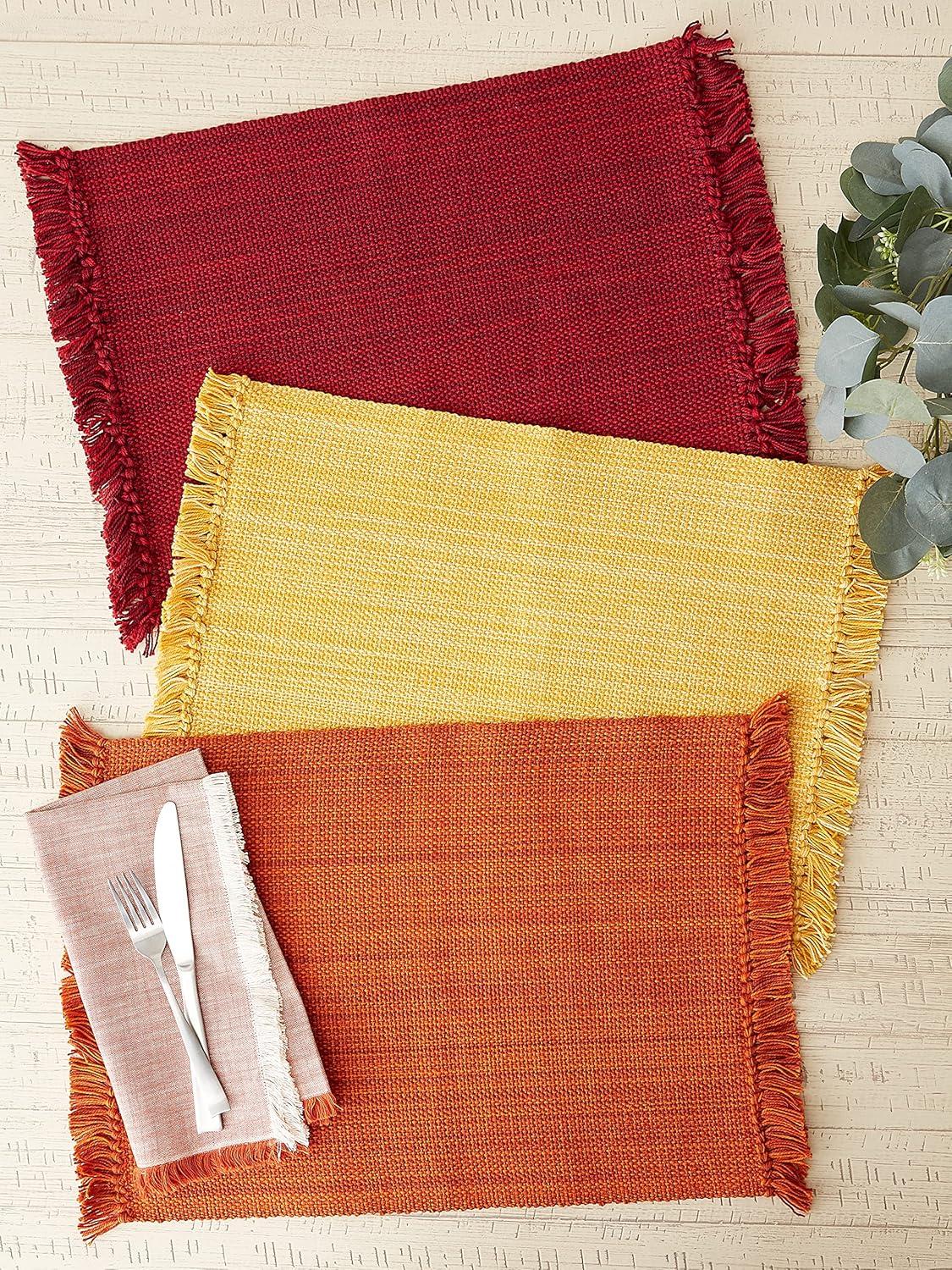 Apricot Cotton Fringe Rectangular Placemats Set of 6