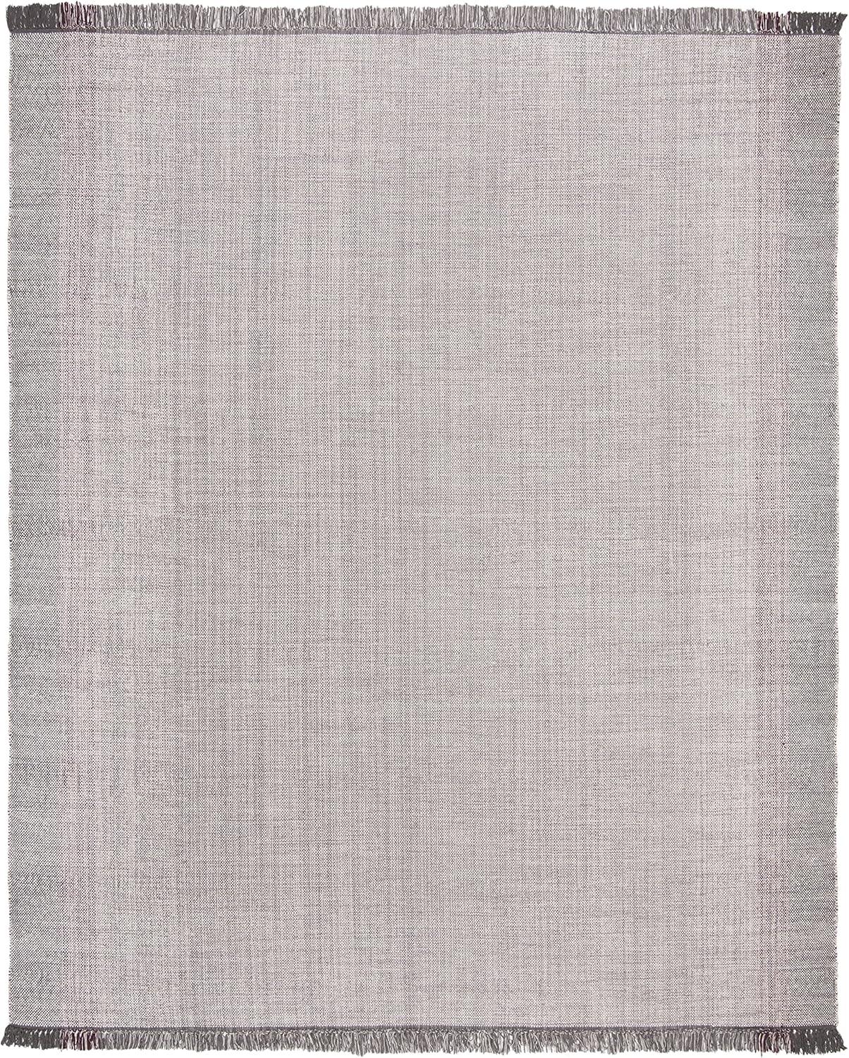 Wine and Grey Handwoven Cotton 8' x 10' Flatweave Area Rug