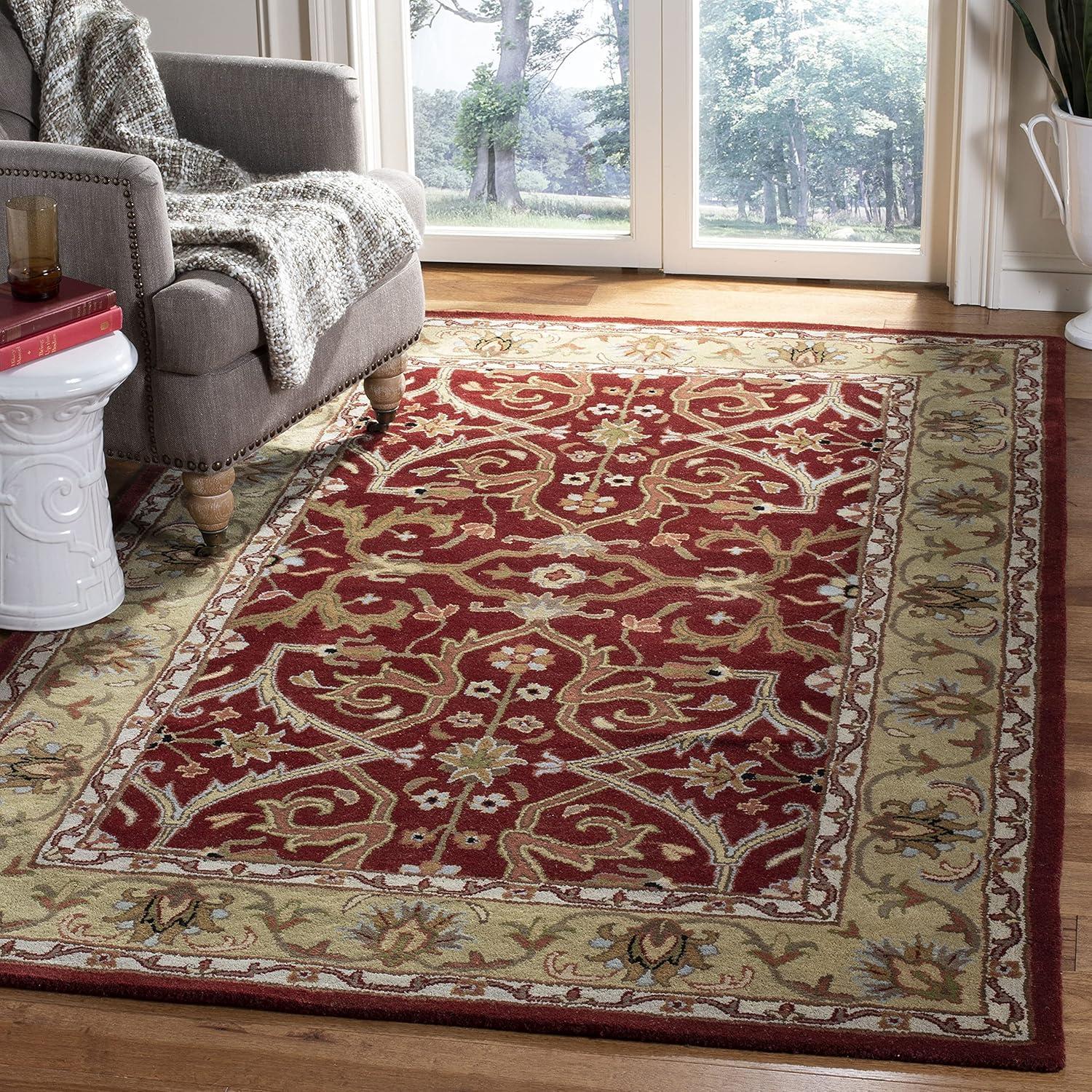 Handmade Red and Gold Wool Tufted Area Rug 8'3" x 11'