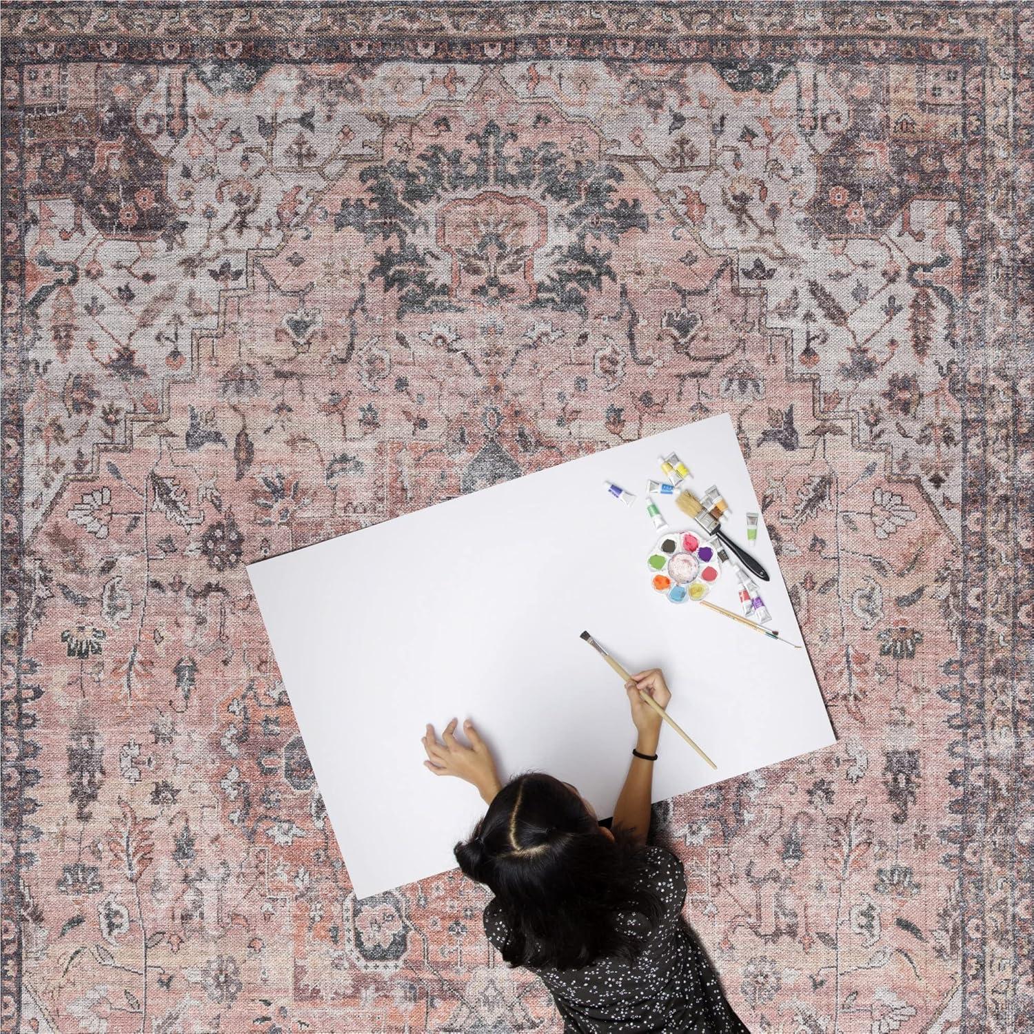 Everwash™ Callaghan Esther Bohemian Medallion Machine Washable Area Rug, Coral, 3'11"x5'6"