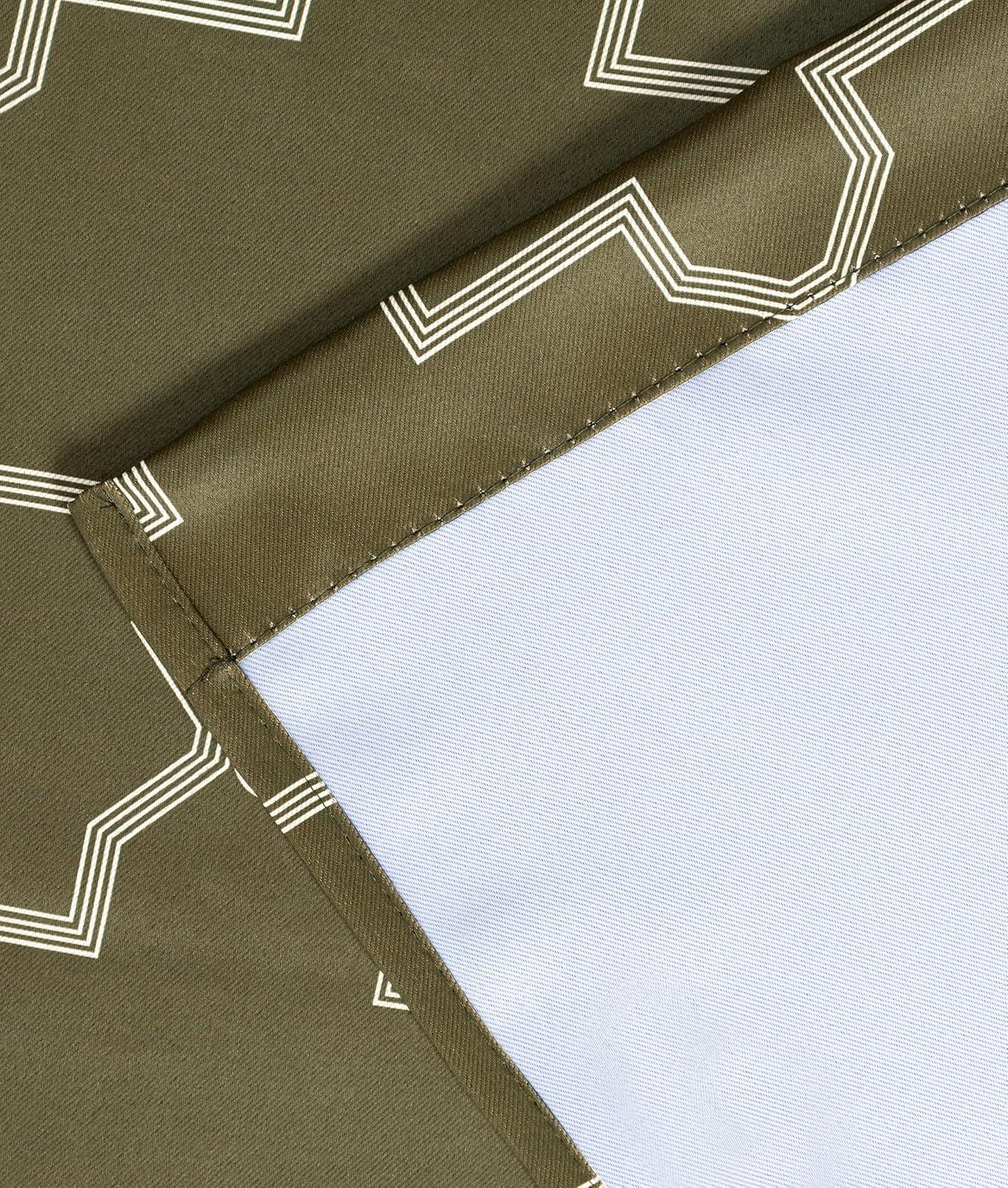 Superior Trellis Blackout Curtains, Rod Pocket, Set of 2, 42" x 96", Olive Green