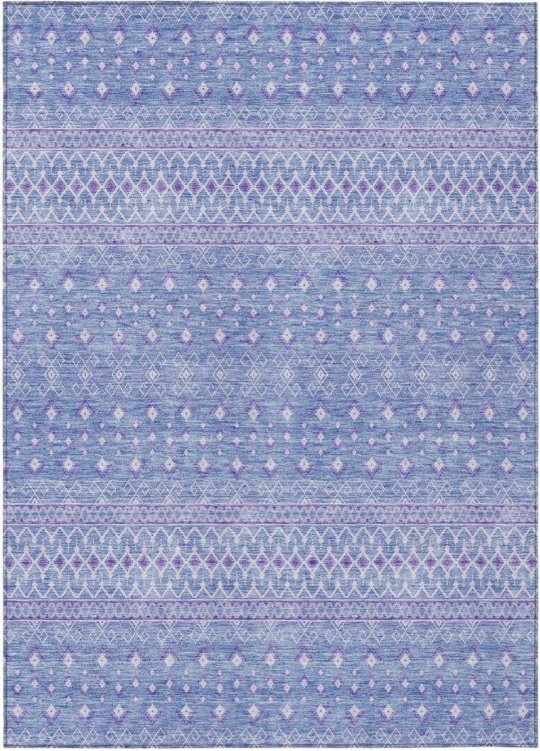 Sky Blue Synthetic Flat Woven 8' x 10' Bohemian Rug