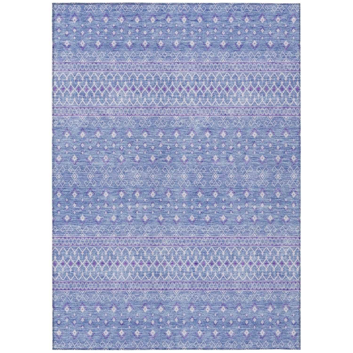 Sky Blue Synthetic Flat Woven 8' x 10' Bohemian Rug