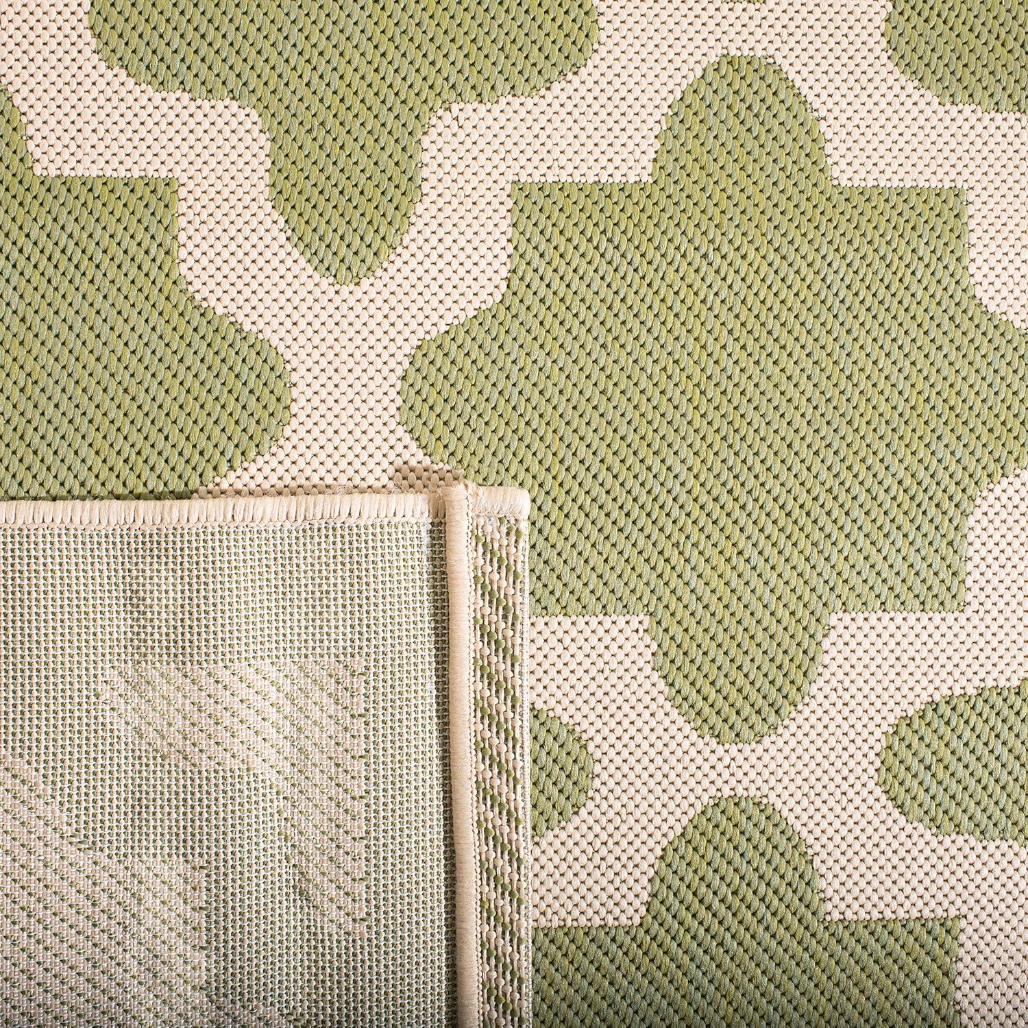 Courtyard CY6913 Power Loomed Indoor and Outdoor Area Rug - Green/Beige - 5'3"x5'3" - Safavieh