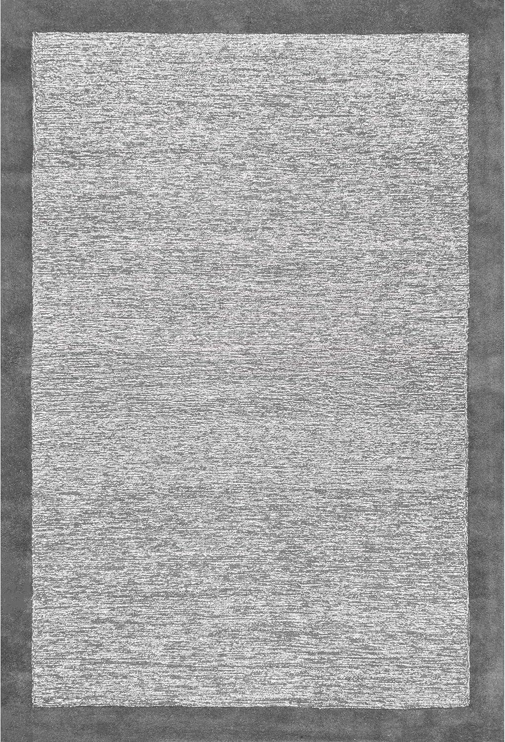 5&#39;x8&#39; Marianne Handmade Wool Border Area Rug Gray - nuLOOM