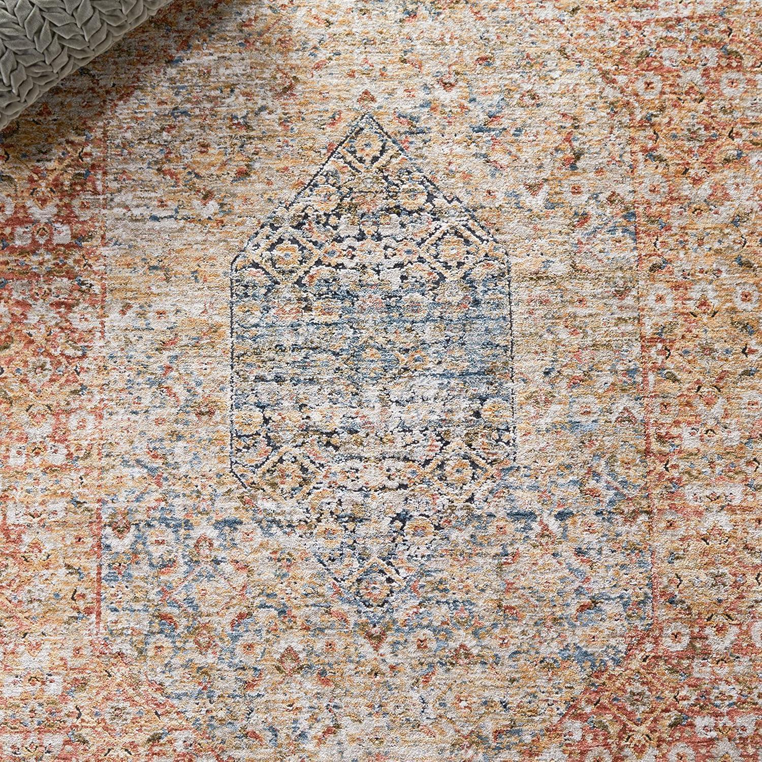 Silverado SVD106 Power Loomed Area Rug - Blue/Rust - 4'x6' - Safavieh.
