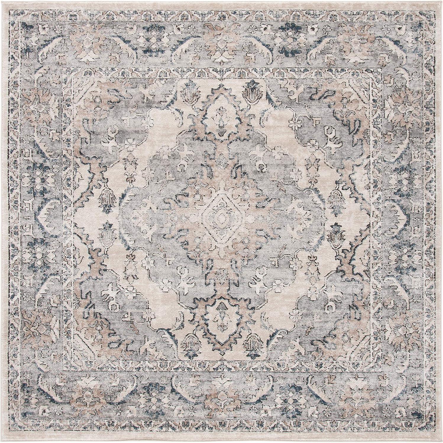 SAFAVIEH Oregon Ethelinda Floral Bordered Area Rug, Beige/Grey, 10' x 10' Square