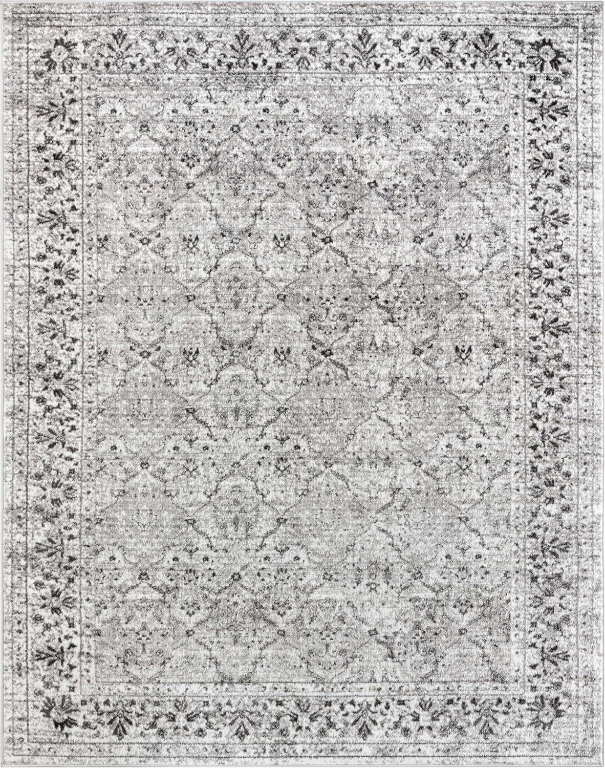 Well Woven Argos Ivory Grey Vintage Oriental Panel Area Rug 8x10 (7'10" x 9'10")