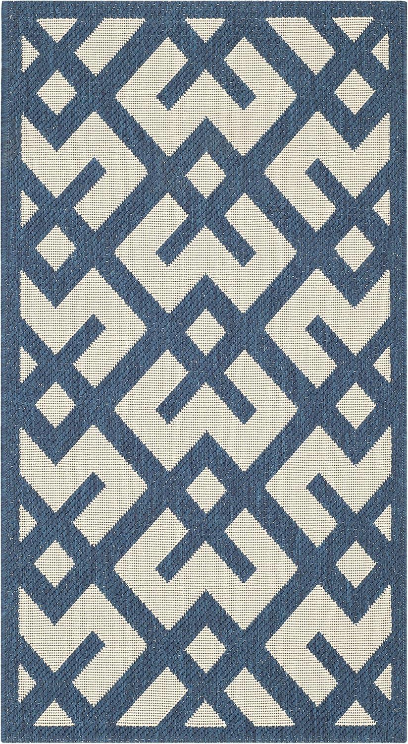 Courtyard CY6915 Power Loomed Indoor and Outdoor Accent Rug - Navy/Beige - 2'x3'7" - Safavieh