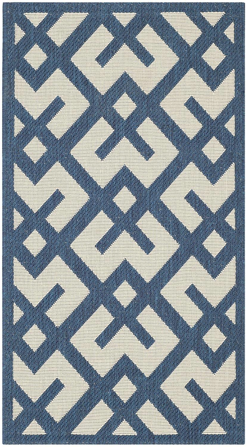 Courtyard CY6915 Power Loomed Indoor and Outdoor Accent Rug - Navy/Beige - 2'x3'7" - Safavieh