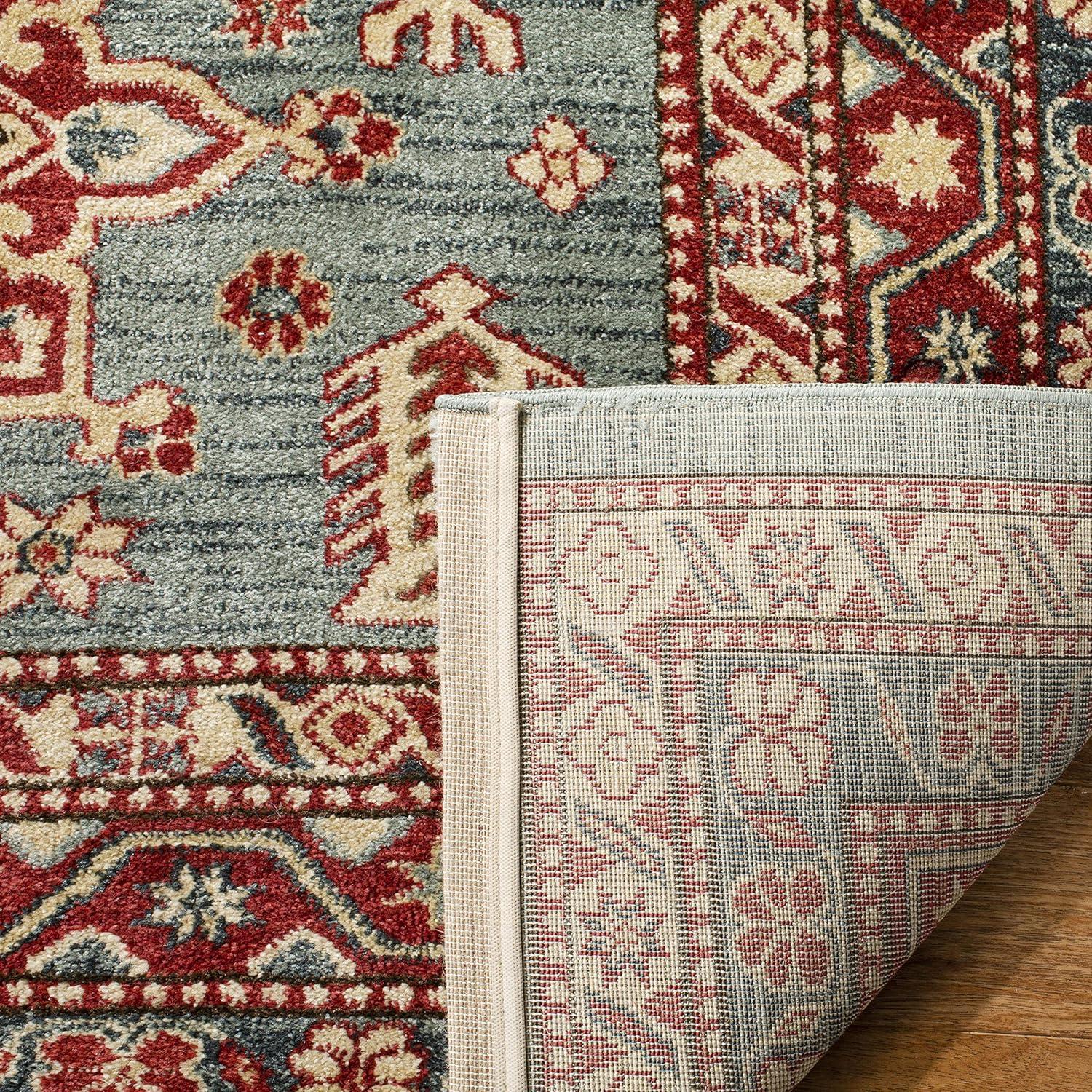 Turquoise and Cream Traditional Synthetic Area Rug