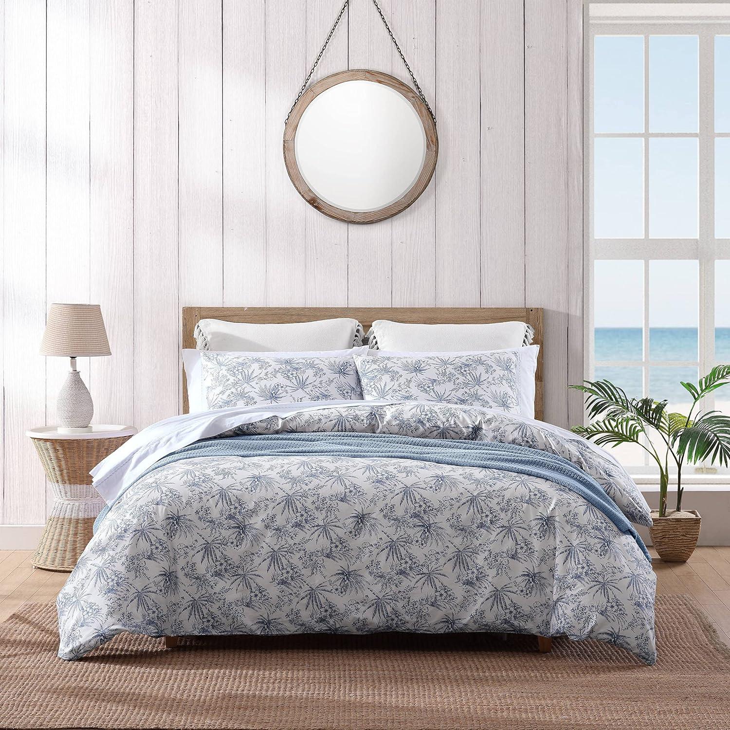 Tommy Bahama Pen And Ink Blue Cotton Duvet Cover Set