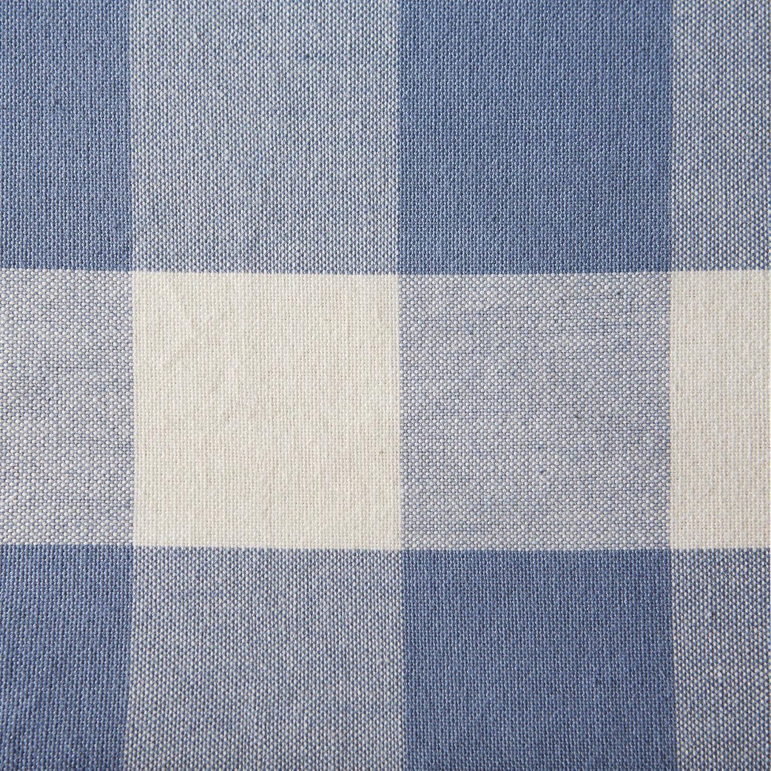 Stonewash Blue Cotton Buffalo Check Table Runner, 14x72