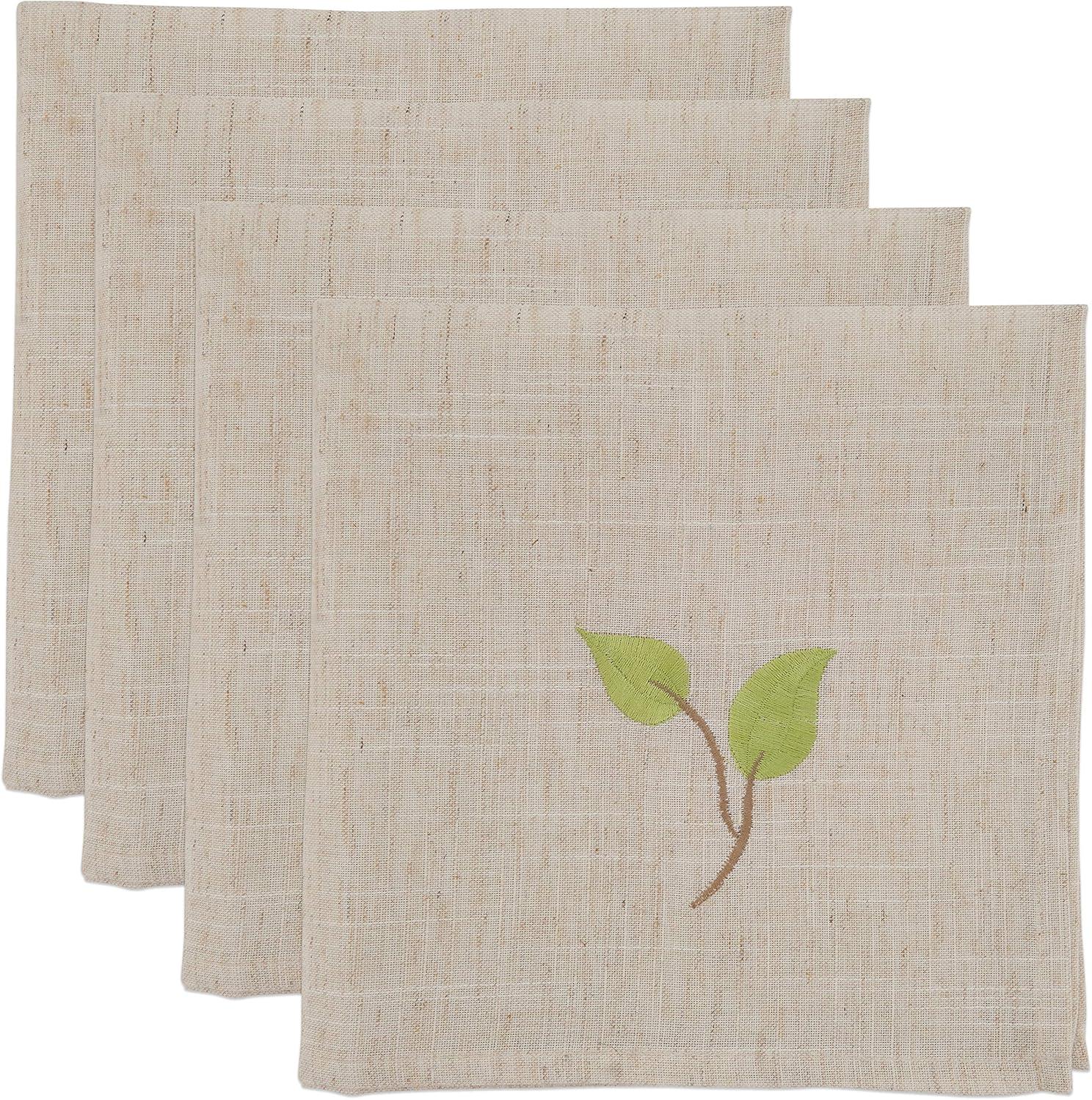 Saro Lifestyle Embroidered Vine Napkin, 20" Square, Natural (Set of 4)