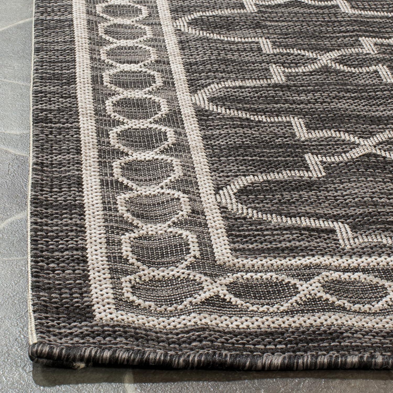Courtyard CY8871 Power Loomed Indoor/Outdoor Runner Rug - Black/Beige - 2'3"x12' - Safavieh.