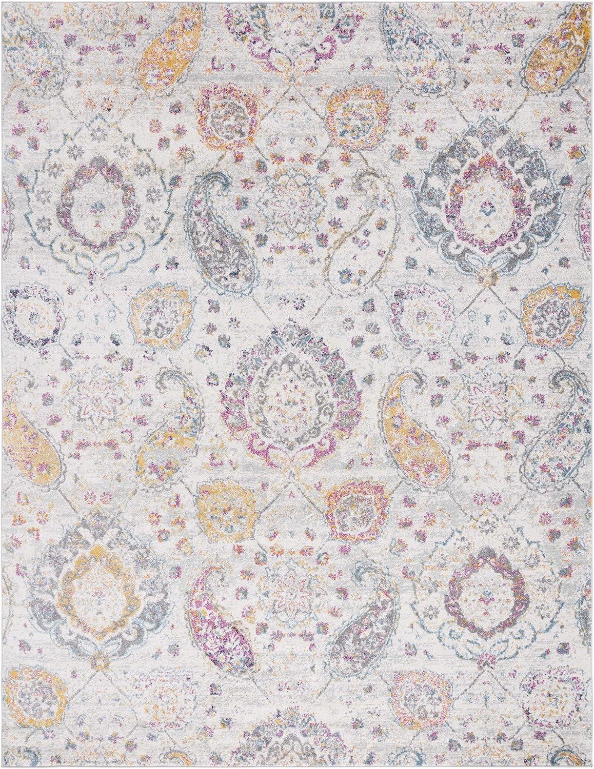 SAFAVIEH Madison Hope Floral Paisley Area Rug, Grey/Gold, 9' x 12'