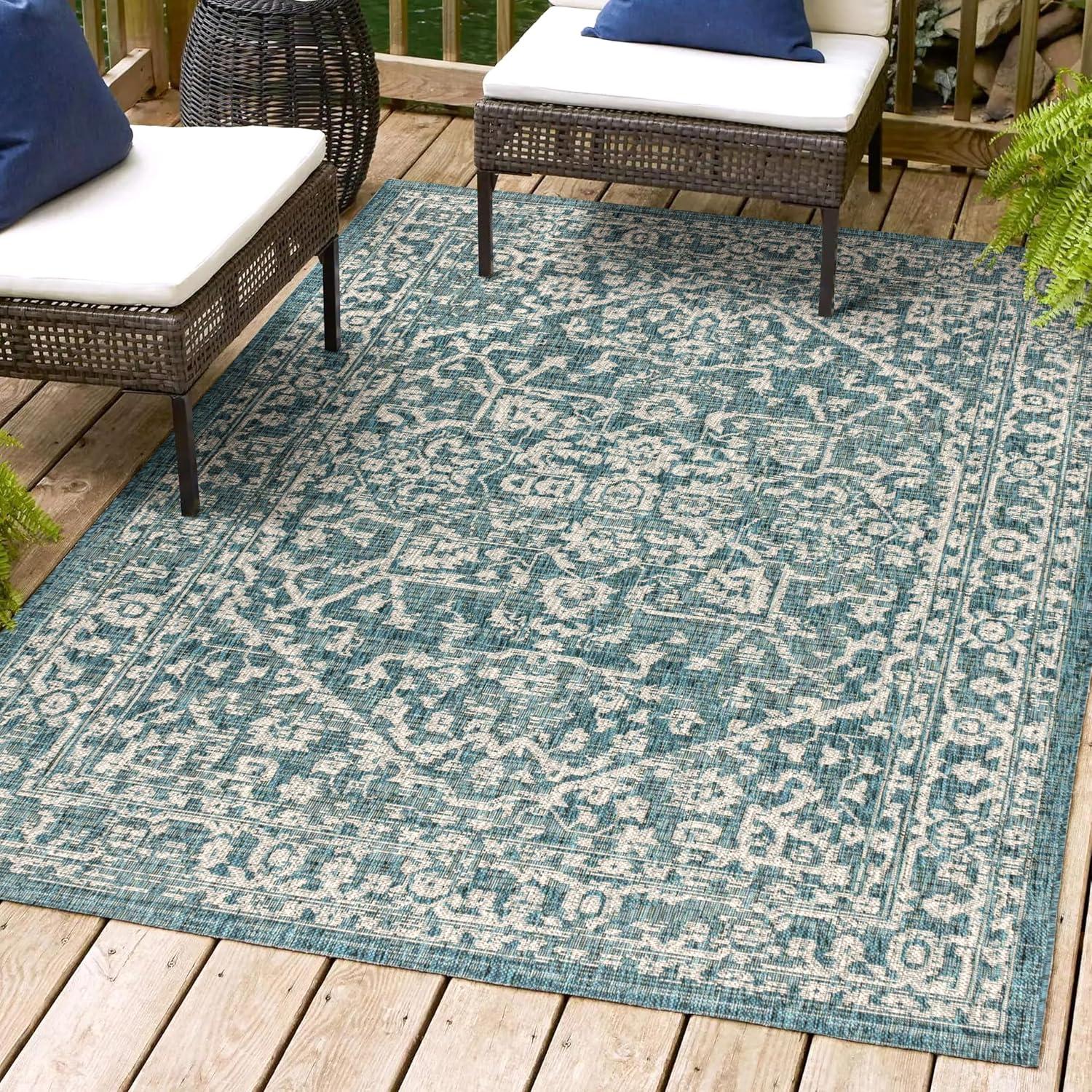 Malta Bohemian Inspired Medallion Textured Weave Indoor/Outdoor Area Rug - JONATHAN Y