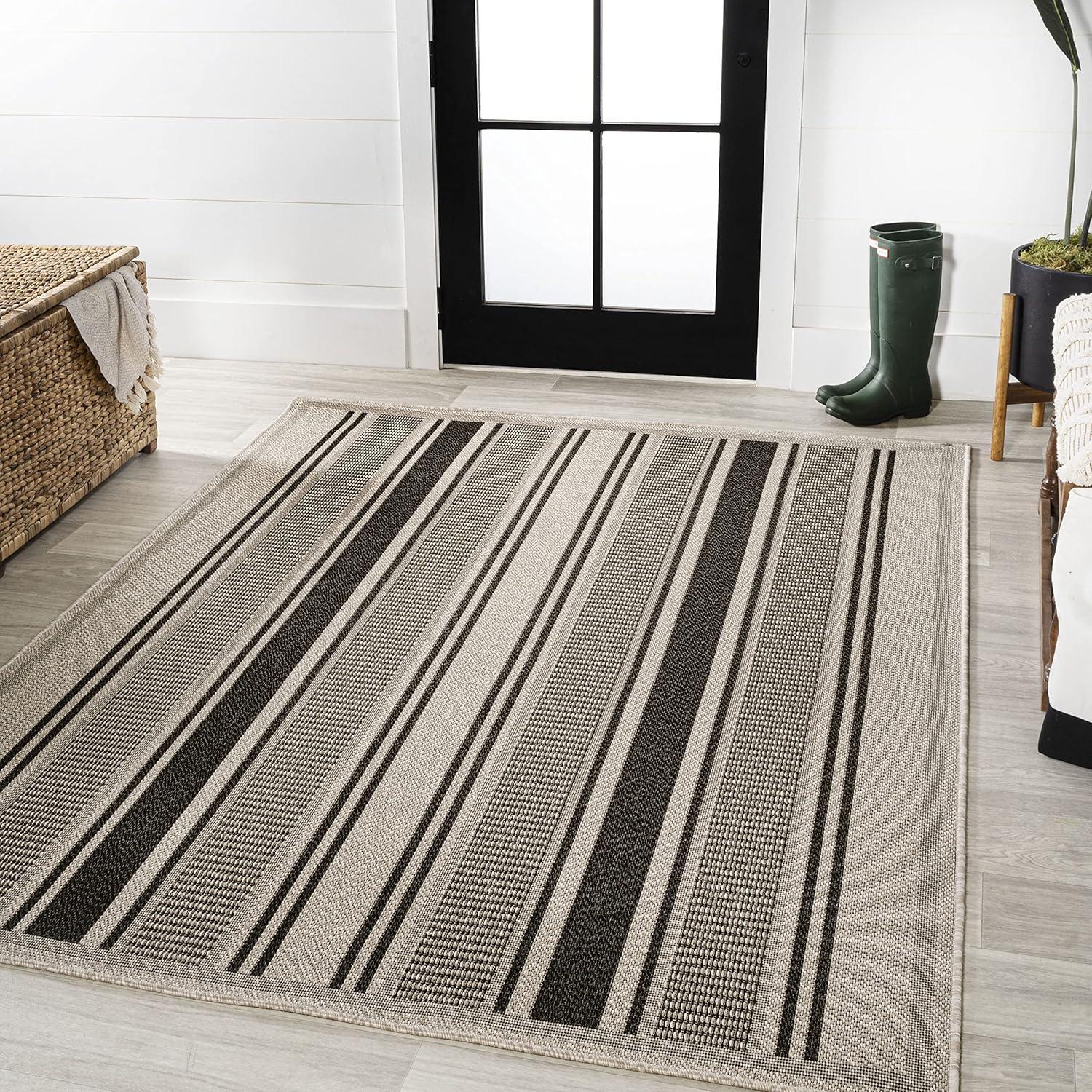 Haynes Modern Double Stripe Indoor/Outdoor Area Rug - JONATHAN Y